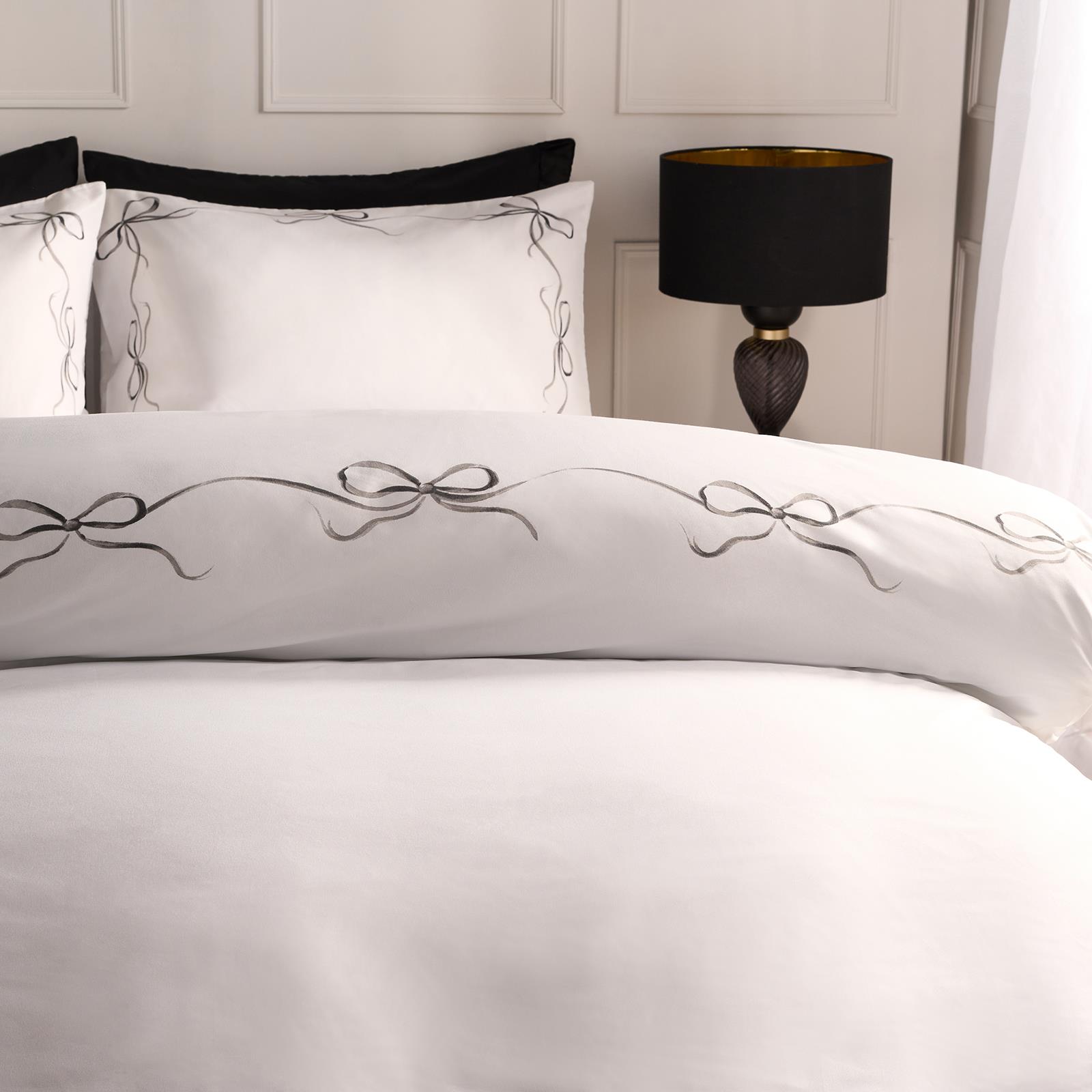 OHS Bow Border Bedding Set Microfibre Print Duvet Cover with Pillowcase