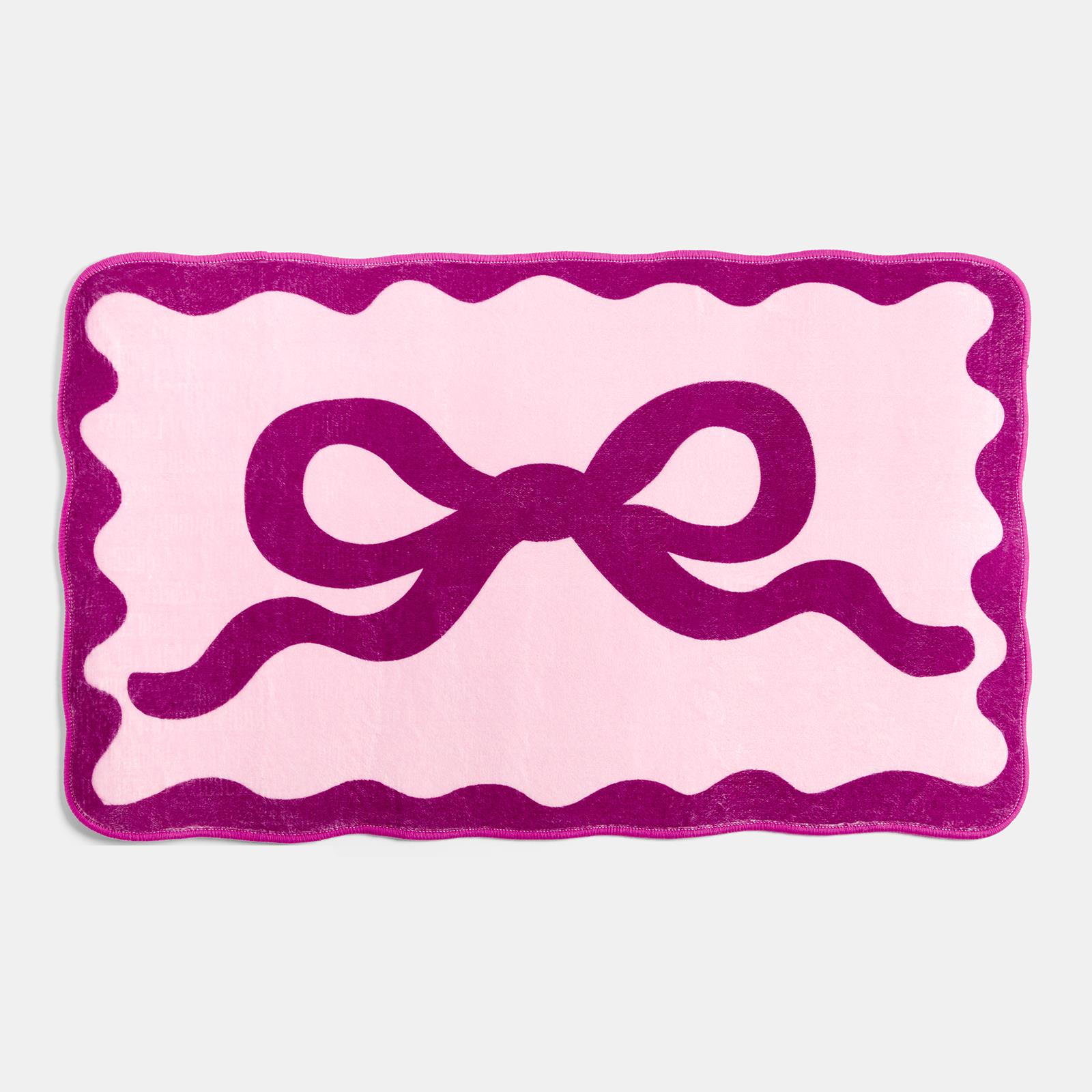 OHS Bows Bath Mat Soft Velvet Quick Dry Non-Slip Bathroom Shower Rug