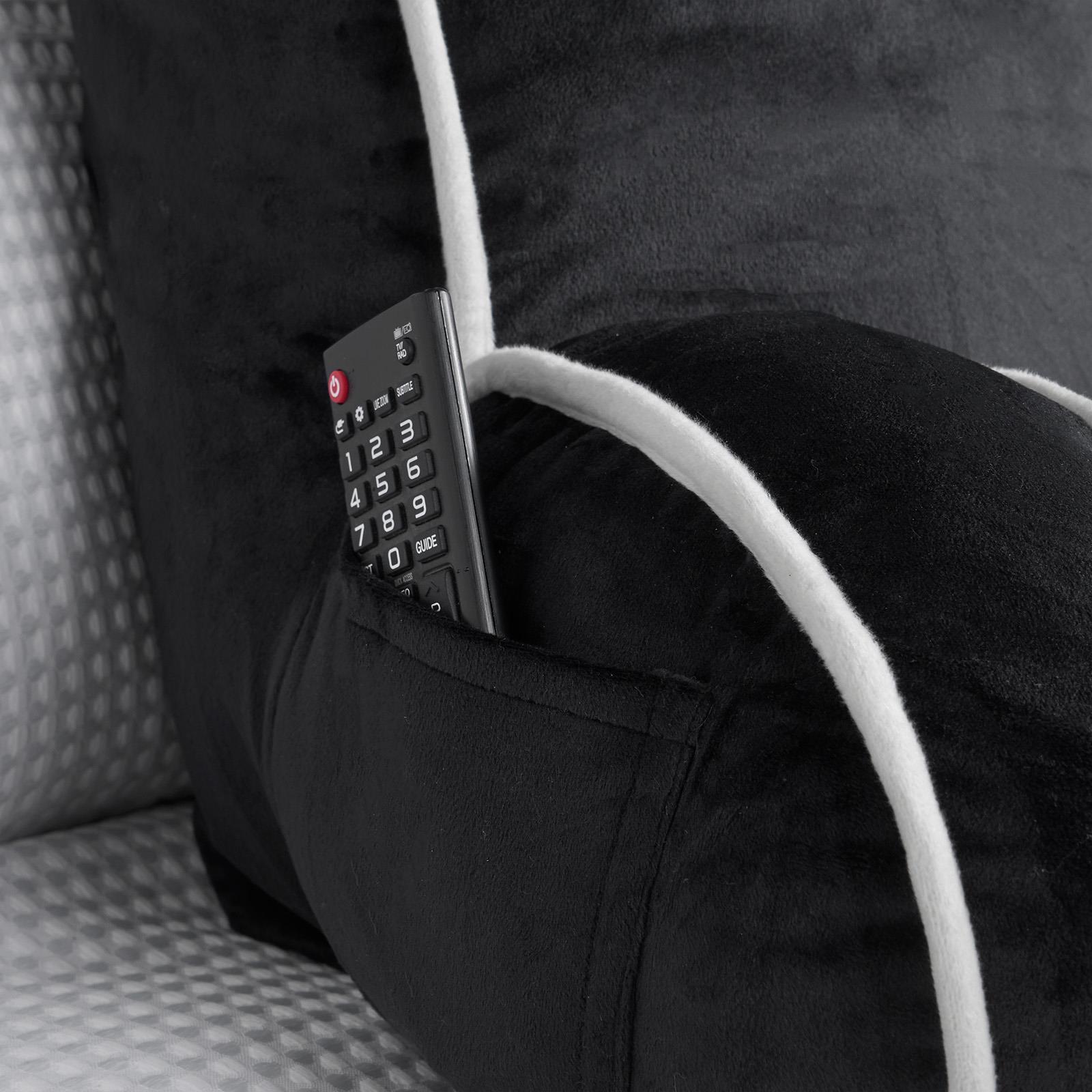 OHS Piped Edge Reading Pillow with Head Rest Super Soft Back Support Bed Sofa