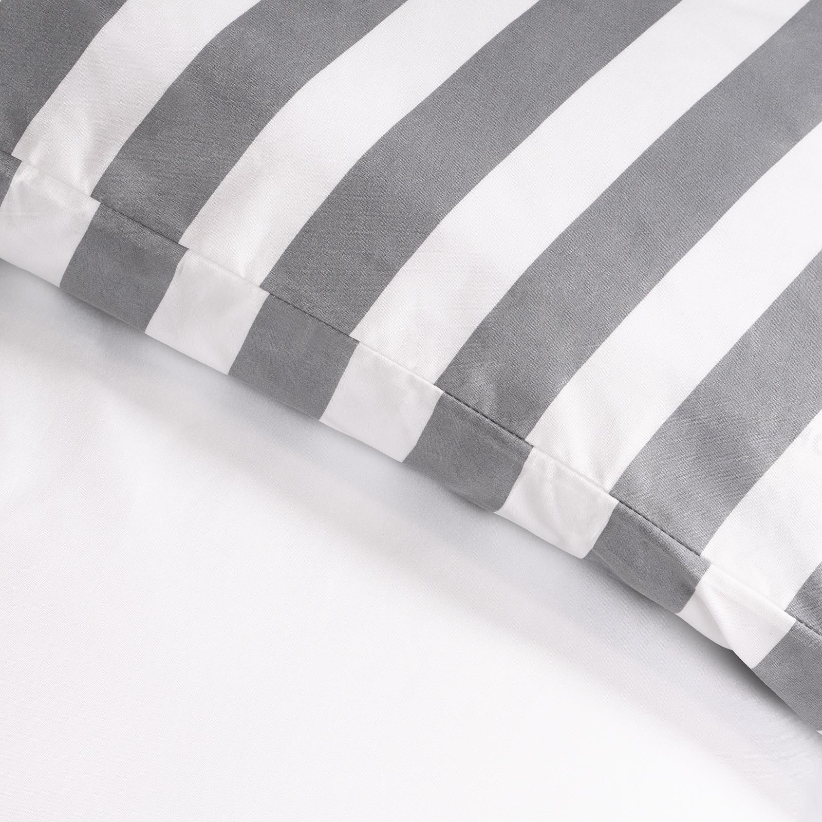 OHS Stripe Edge Bedding Set Microfibre Duvet Cover with Pillowcase