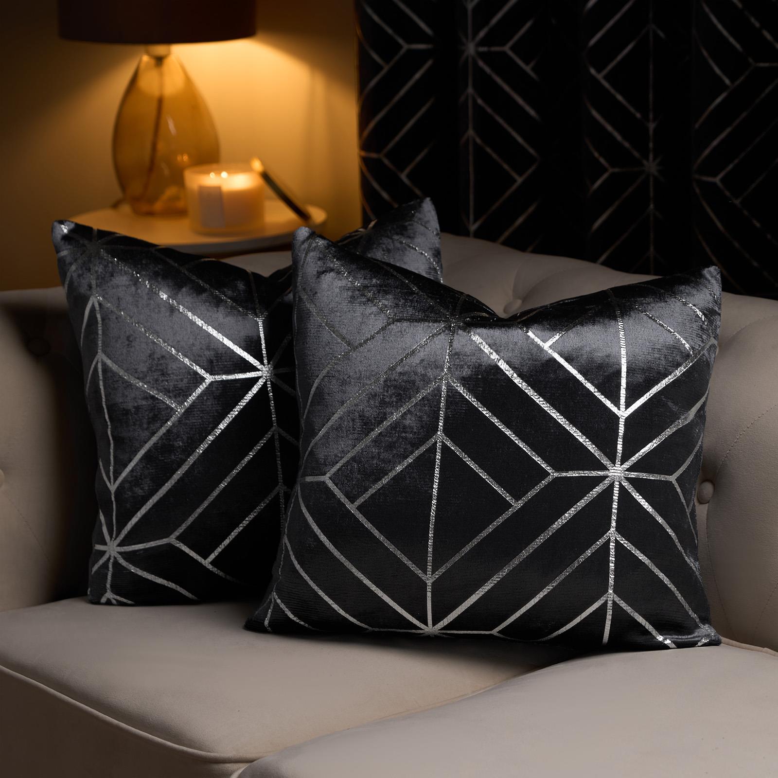 Velvet Cushion Covers Metallic Luxury Geometric Set of 2 or 4 Sofa Chair Inserts
