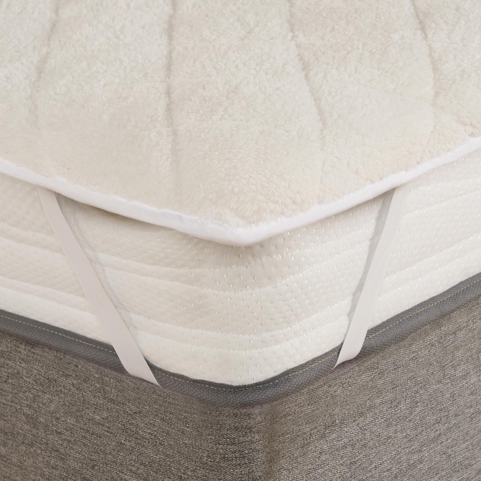 Teddy Fleece Mattress Protector Soft Topper Bed Cover Sheet Single Double King