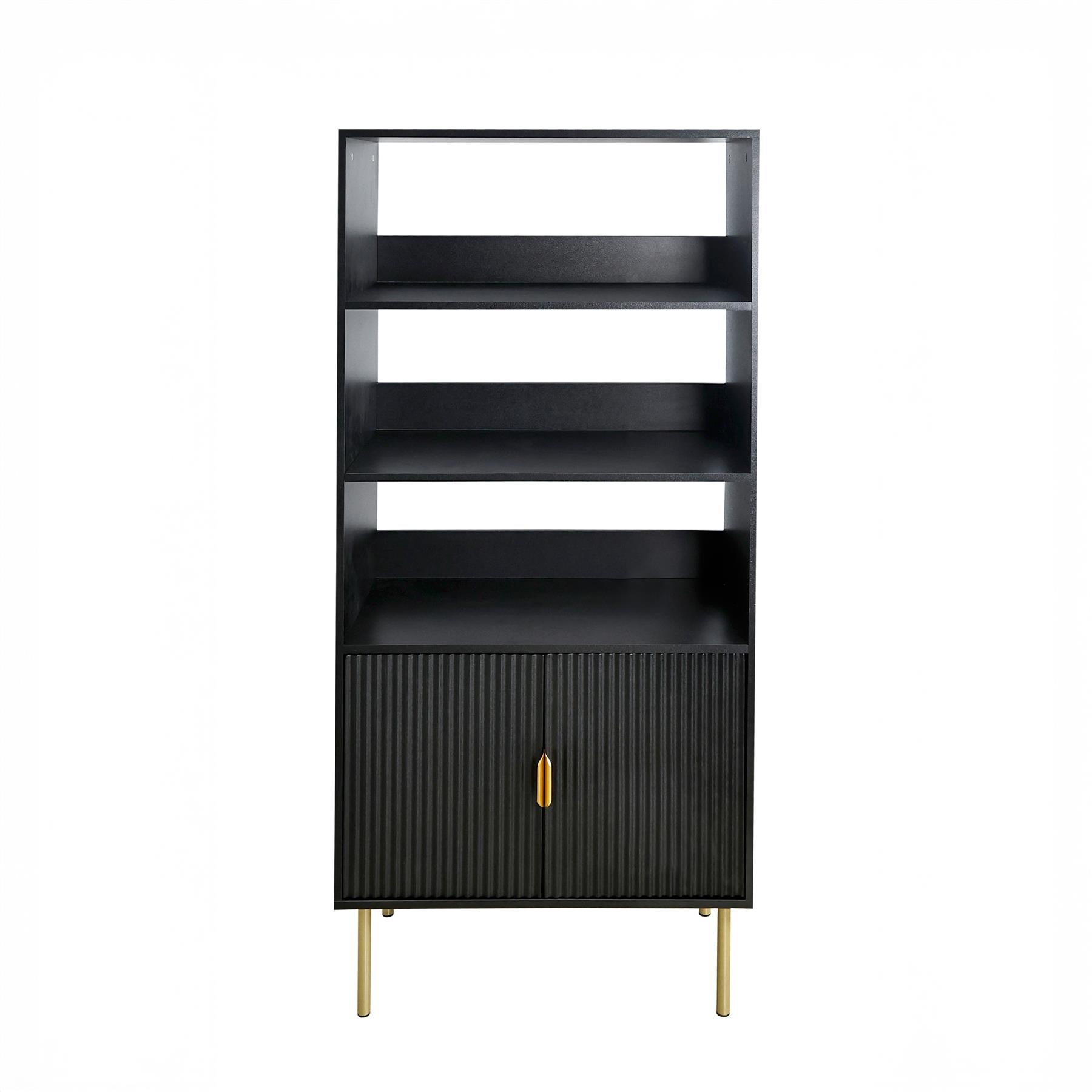 OHS Ribbed Display Cabinets 4 Tier Engineered Wood Shelf Storage Unit
