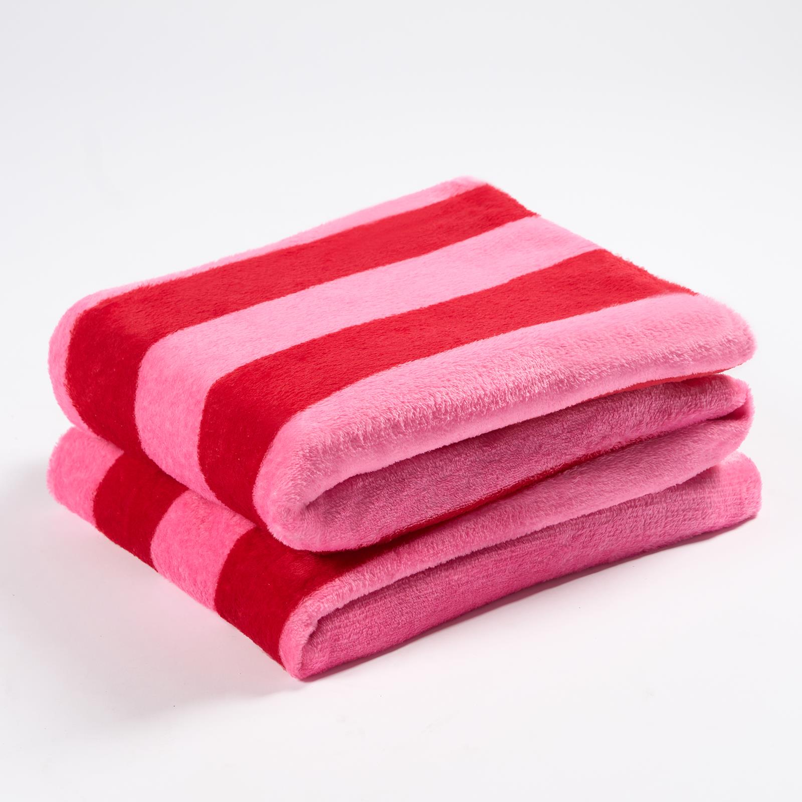 Stripe Fleece Throw Over Bedspread Ultra Soft Warm Sofa Bed Blanket Travel Plush