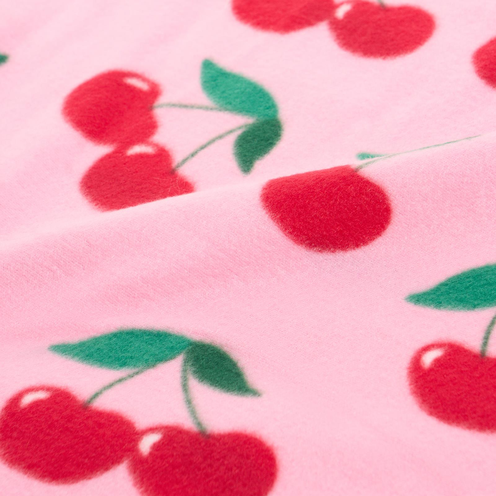 OHS Cherry Print Throw Soft Blanket Polar Fleece Lightweight Bedspread