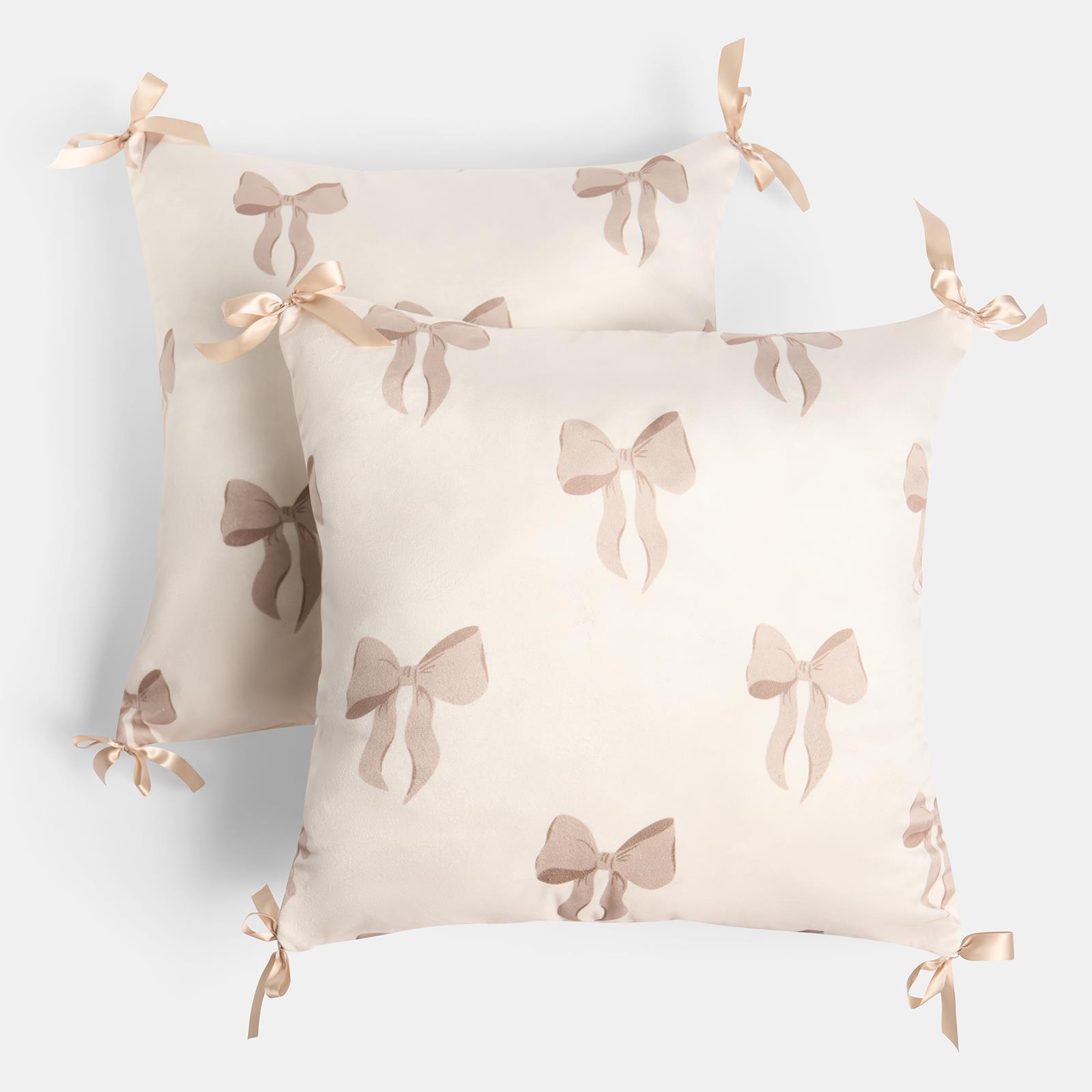 OHS Bows Cushion Covers Matte Velvet Living Room Square Pillowcases Home Decor