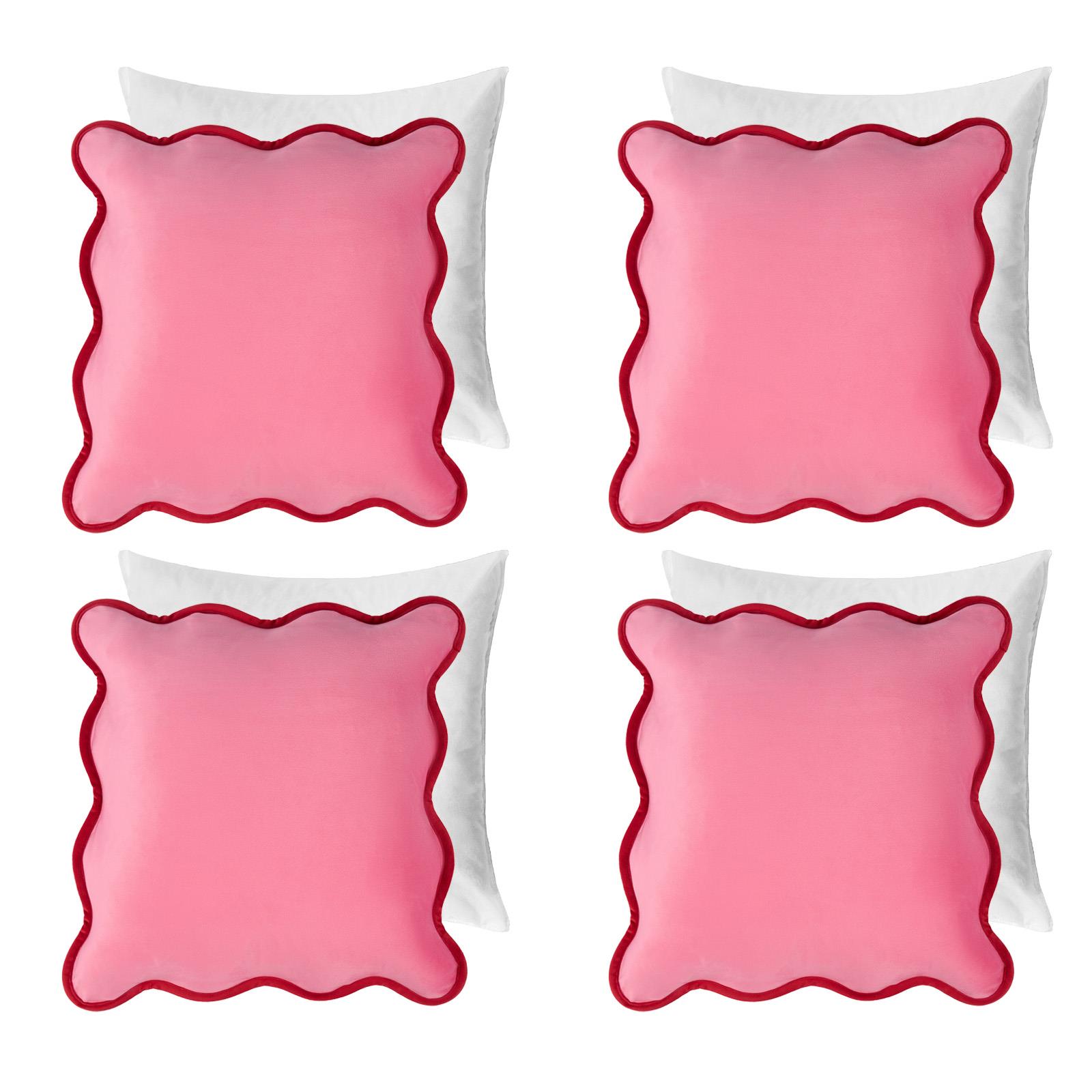 OHS Scallop Edge Cushion Covers Matte Velvet Square Pillowcases Filled Multipack