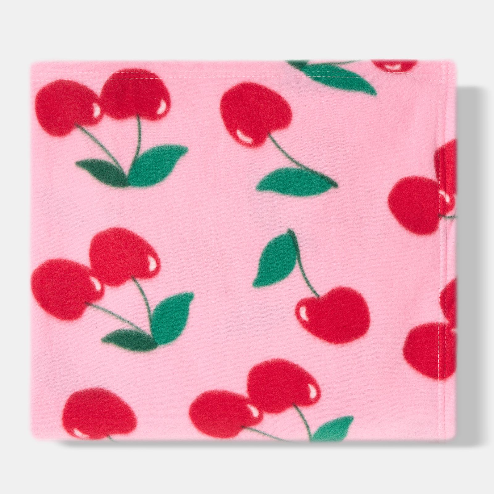 OHS Cherry Print Throw Soft Blanket Polar Fleece Lightweight Bedspread