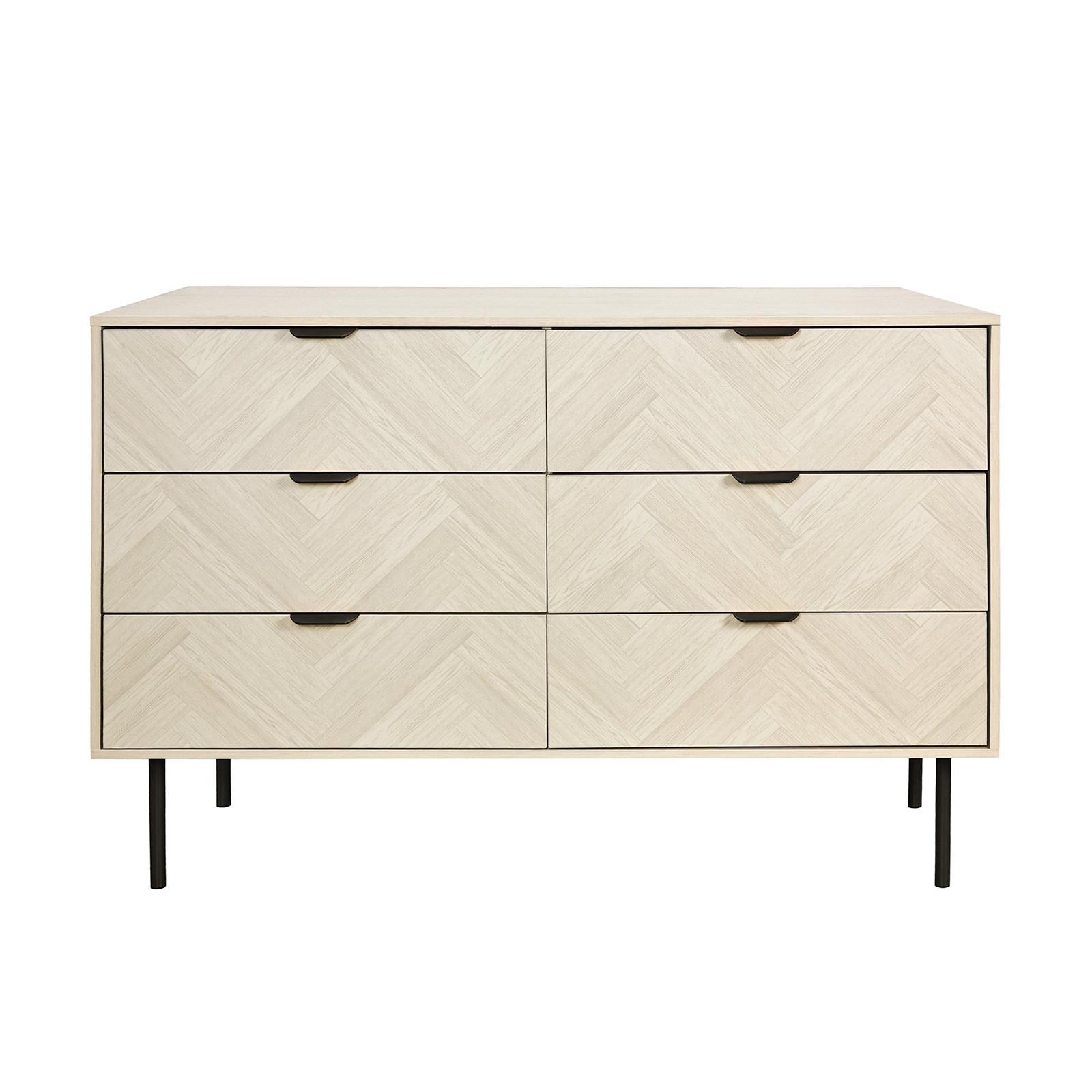 OHS Chevron Storage Unit Chest Engineered Wood 6 Drawer Cabinet Sideboard