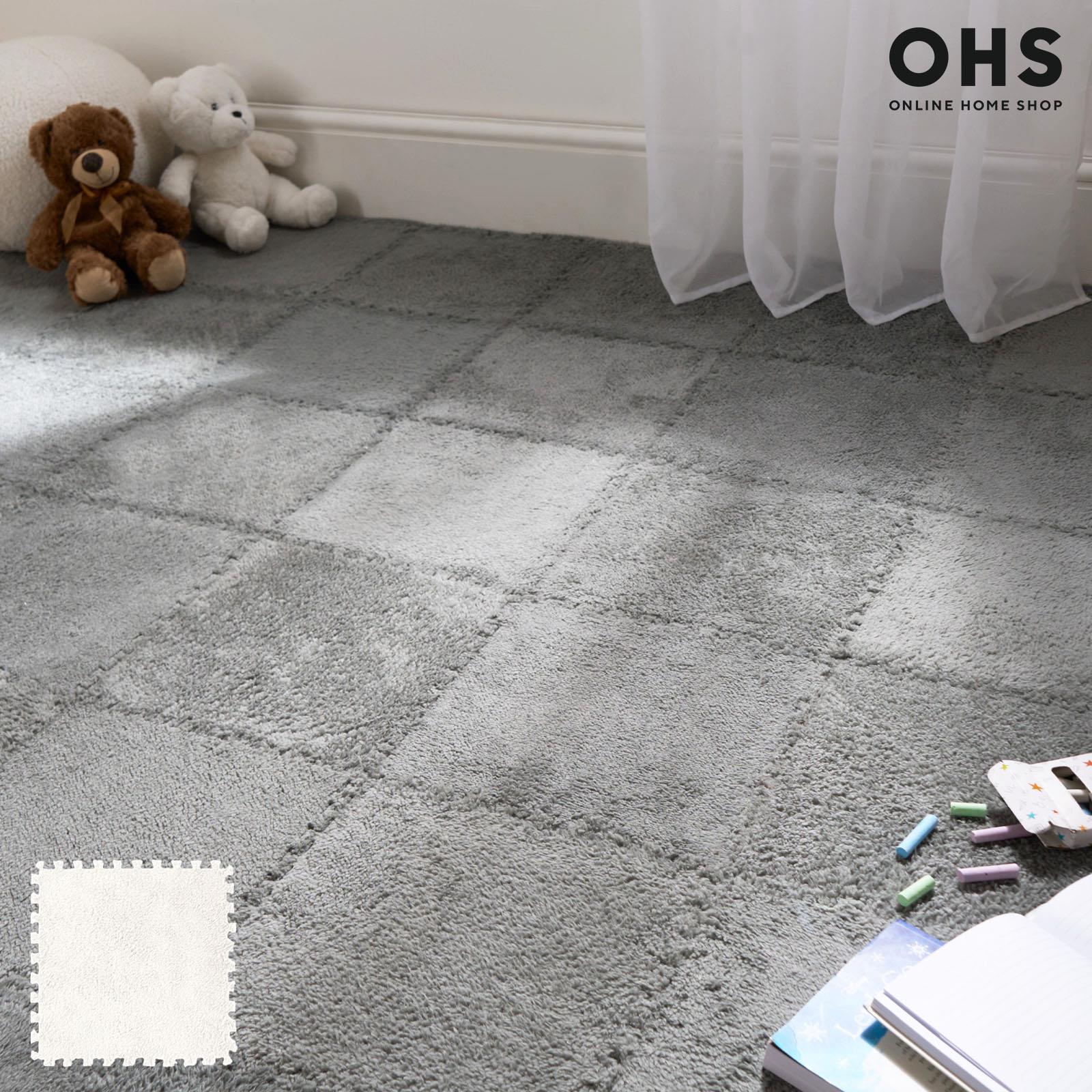 OHS Interlocking Foam Floor Tiles Teddy Fleece Soft Kids Play Mat Carpet Yoga