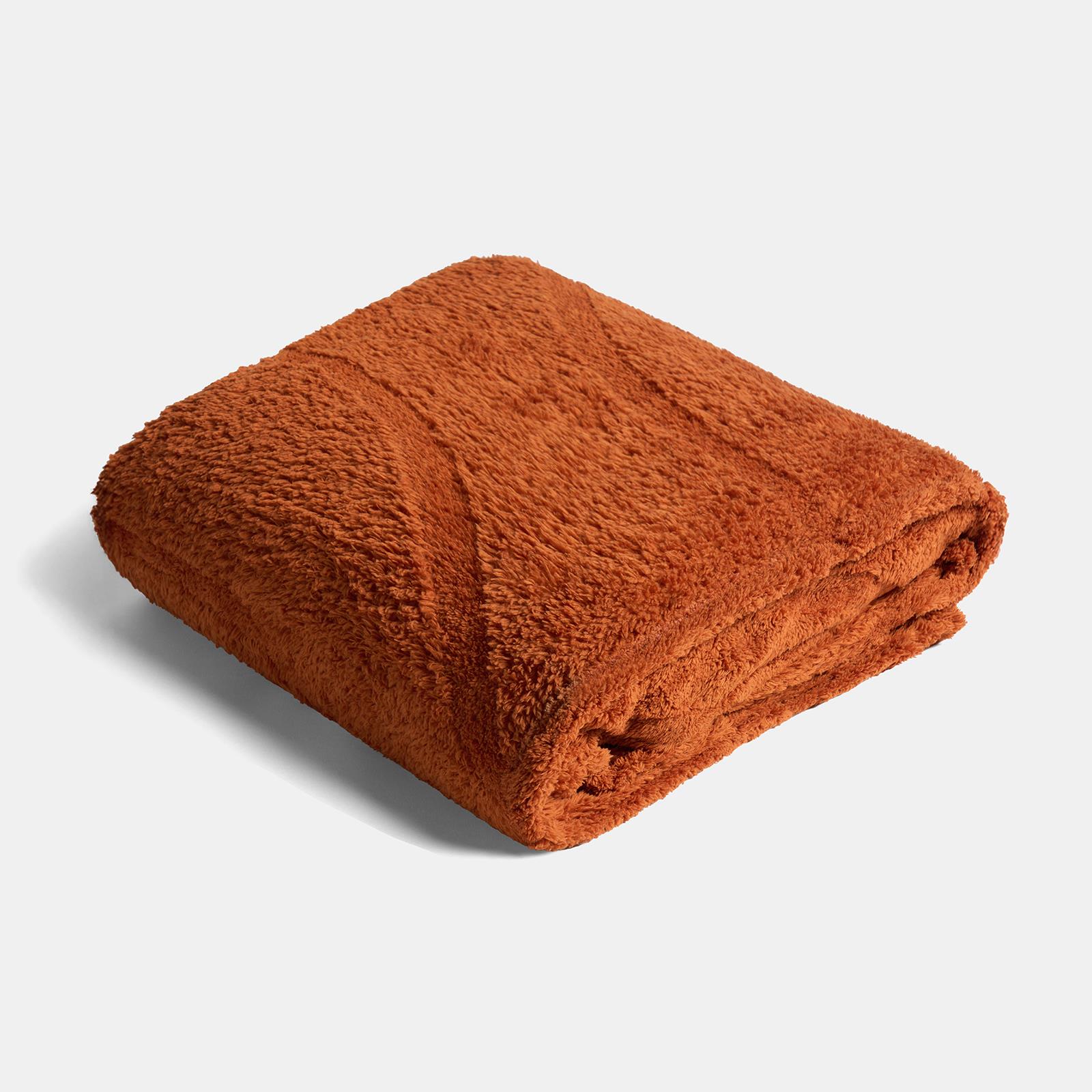 OHS Tufted Contour Throw Teddy Fleece Blanket Winter Soft Warm Bedspread