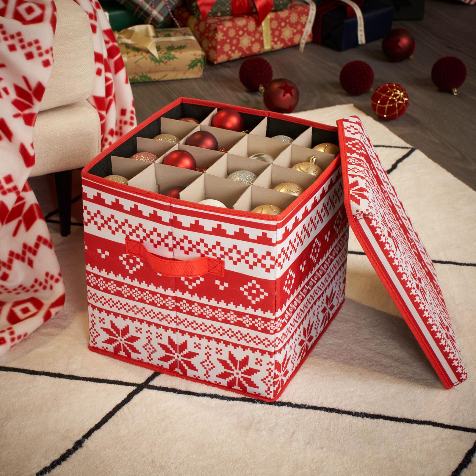 OHS Christmas Bauble Storage Box Festive Decoration Organiser Cube 64 Slots