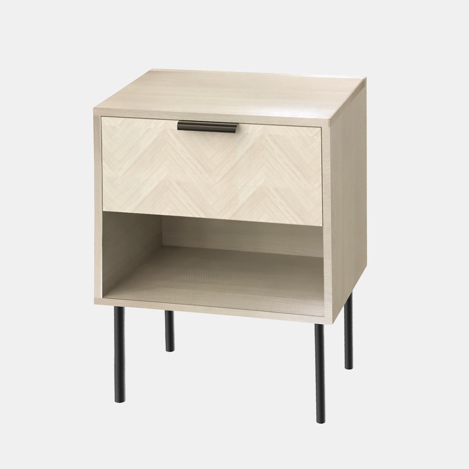 OHS Chevron Bedside Nightstand 1 Drawer Storage Unit Wooden End Table