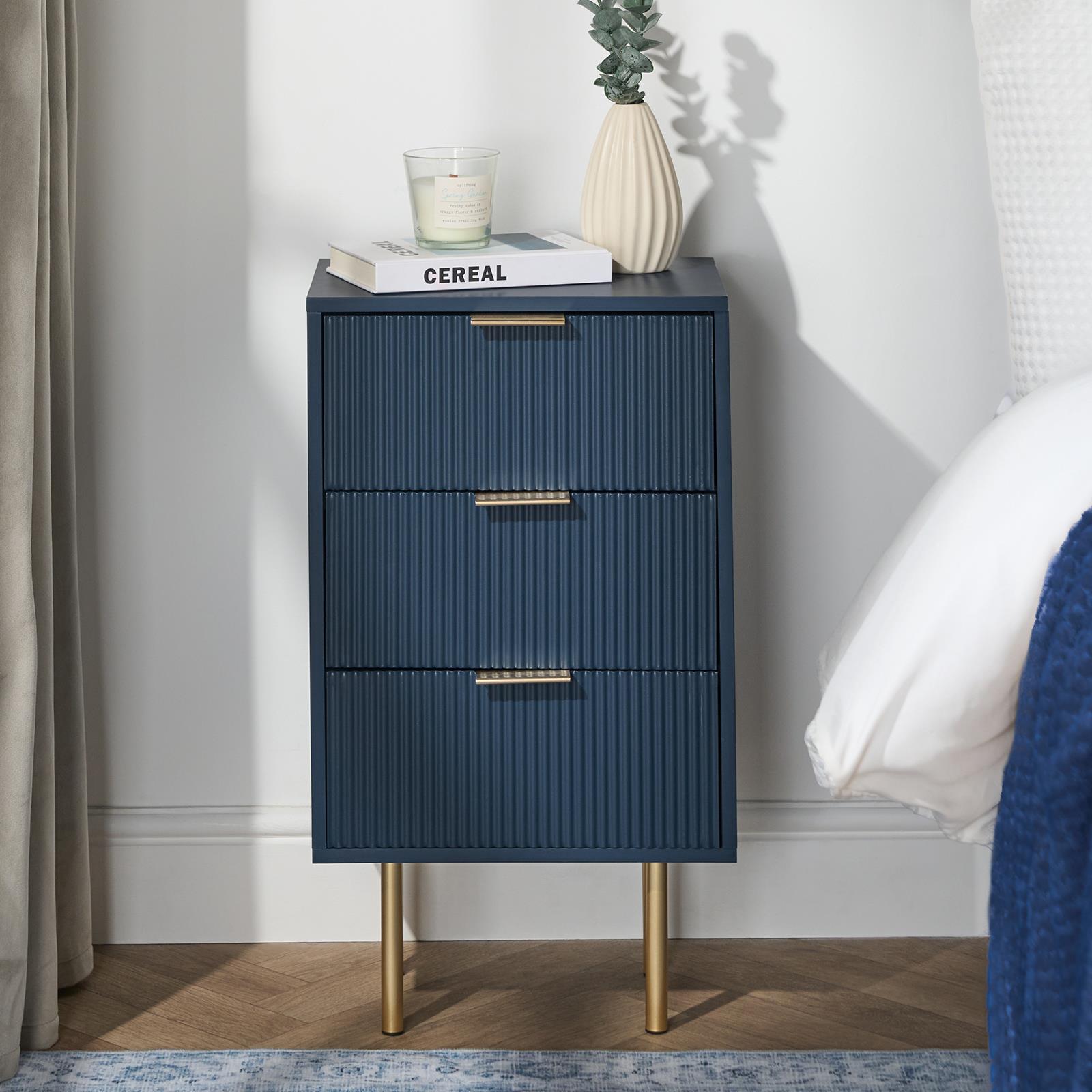 OHS Ribbed Drawer Unit Bedside Table 3/4/5/6 Draw Cabinet Nightstand Sideboard