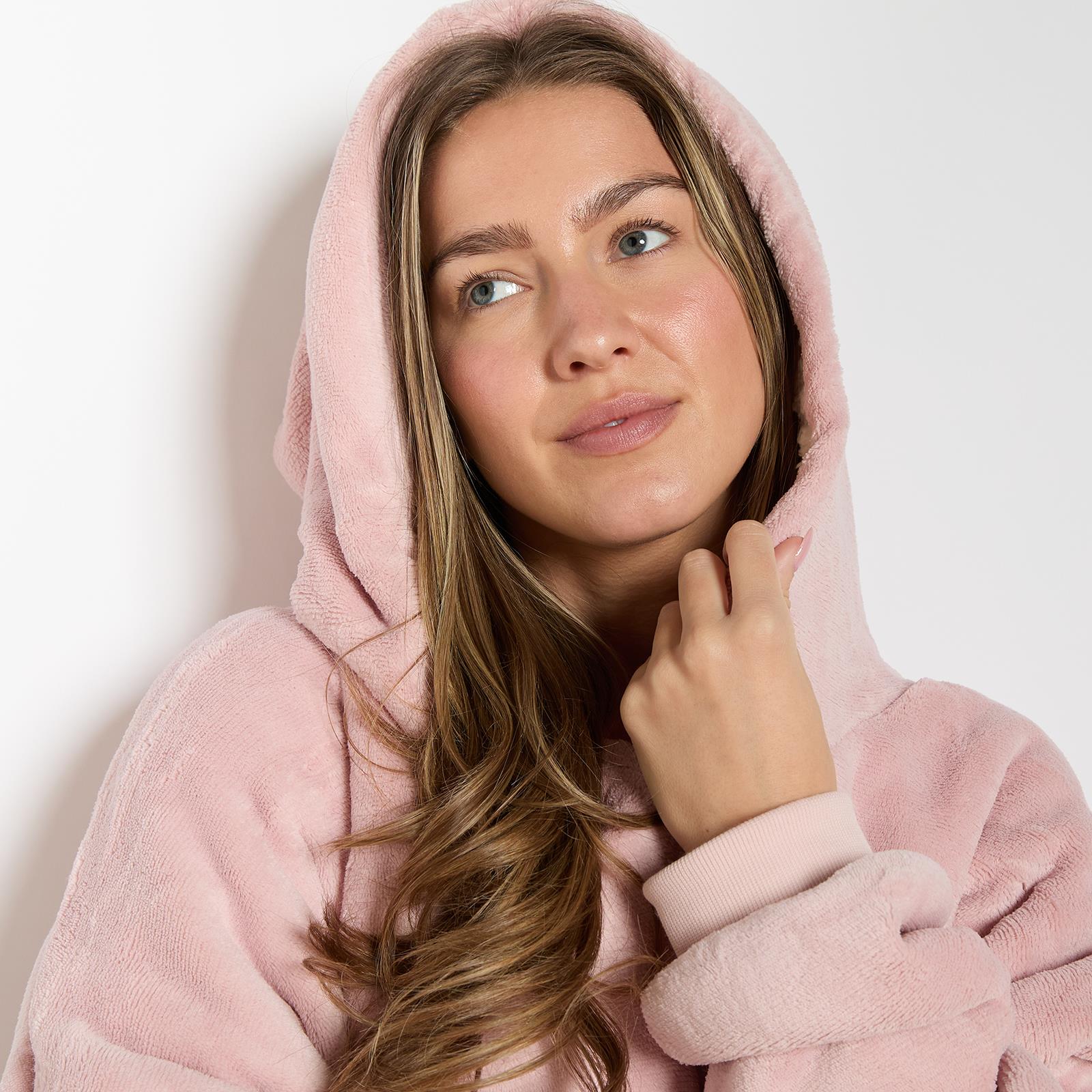 OHS Extra Long Hoodie Blanket Oversized Soft Sherpa Fleece Giant Sweatshirt