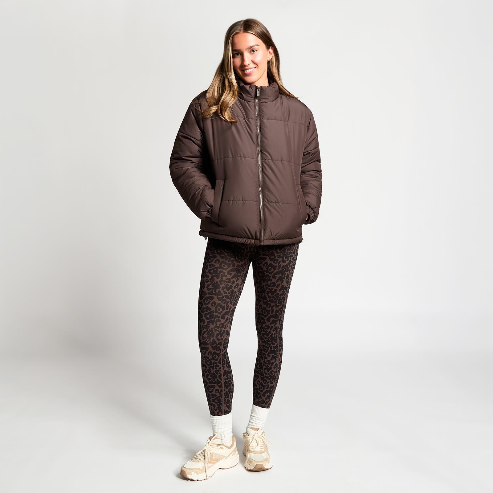 OHS Puffer Jacket Windproof Padded Winter Outerwear Cropped Zip Coat Hiking