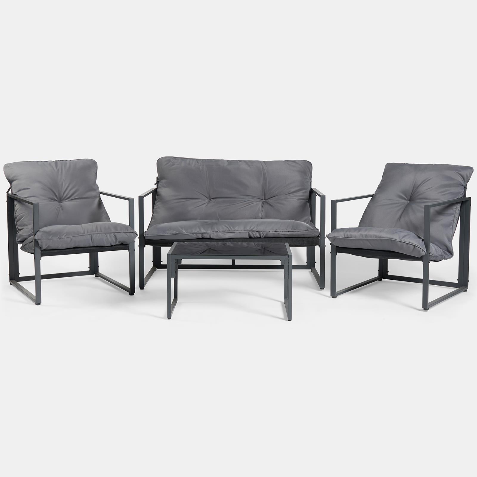 OHS Miami Table Chair Set 4PC Garden Patio Furniture Outdoor Metal Frame