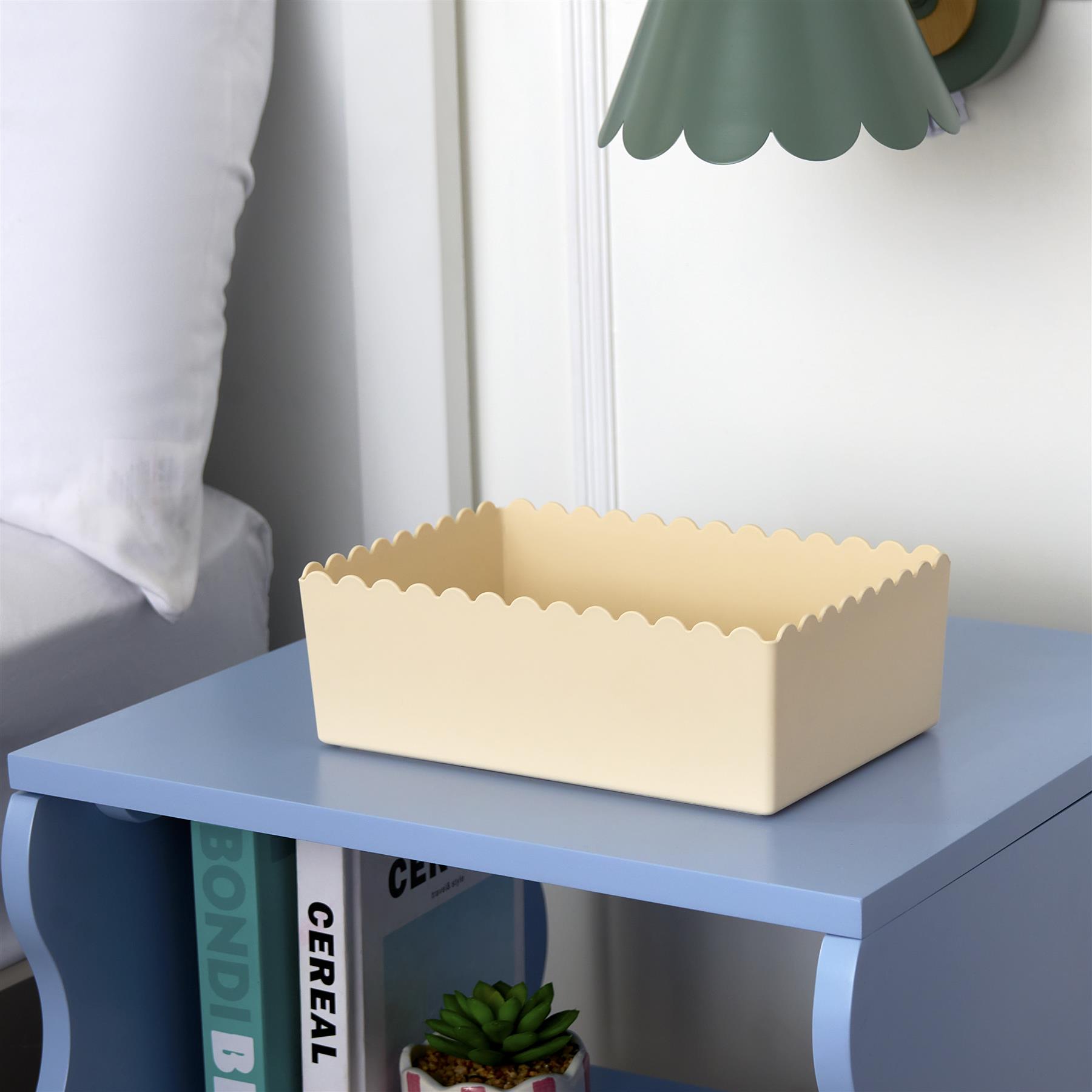 OHS Scallop Edge Organiser PP Plastic Box Tub Storage Bin Container Home Decor