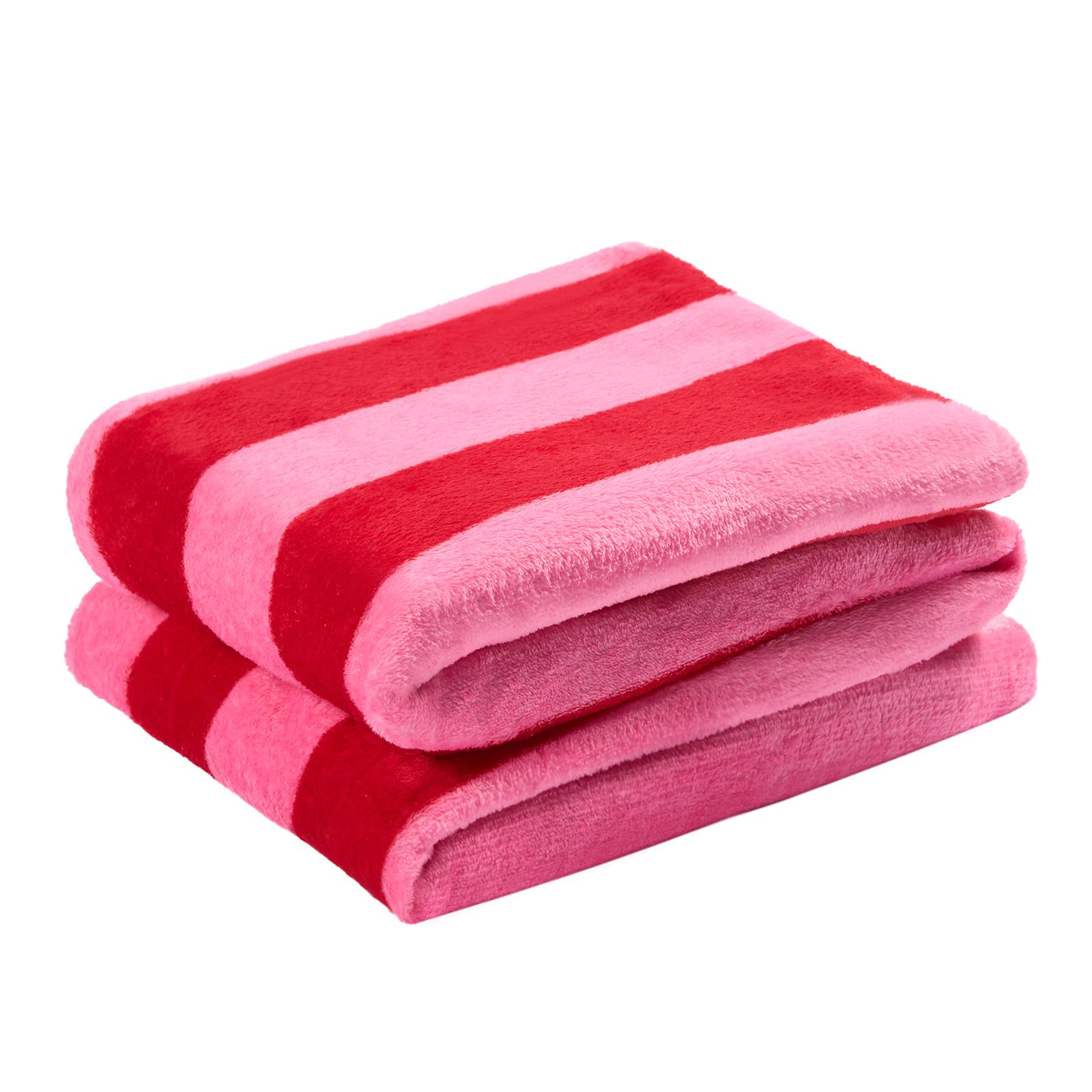 Stripe Fleece Throw Over Bedspread Ultra Soft Warm Sofa Bed Blanket Travel Plush