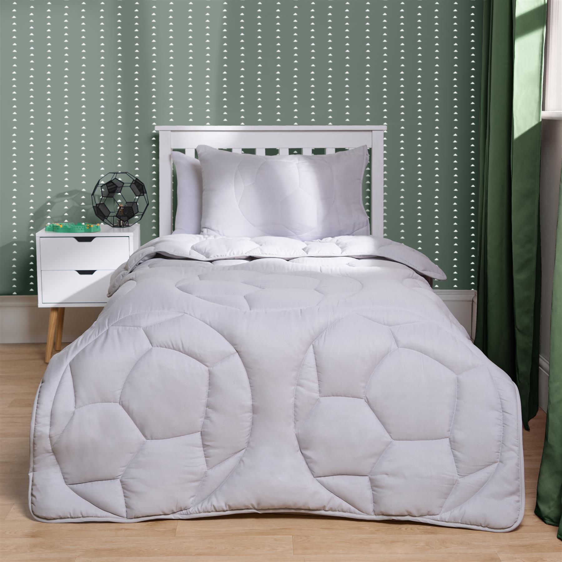 Coverless 7.5 Tog Football Duvet Cover Pillowcase Embossed Set Kids Bed Quilted