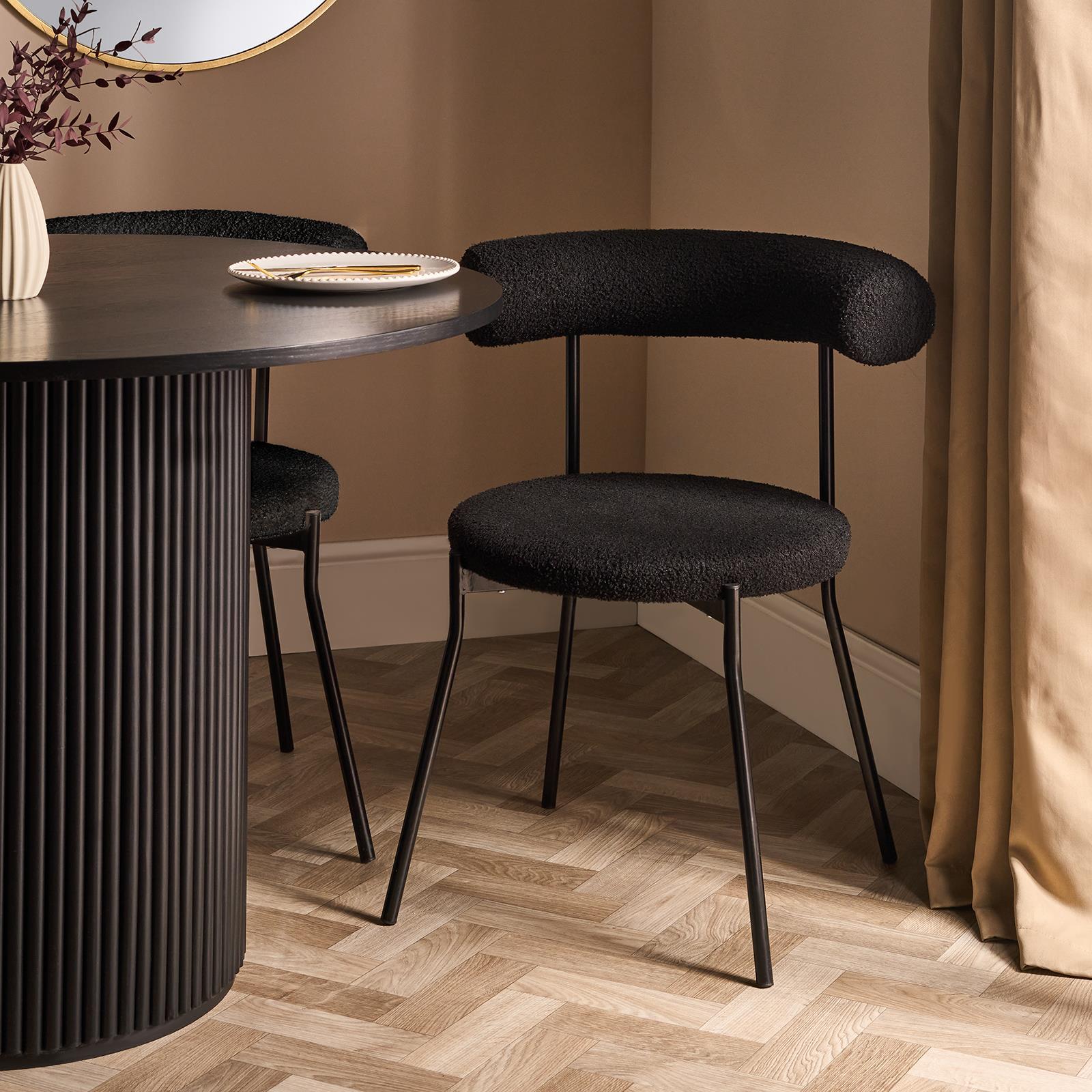 OHS Boucle Dining Chair with Metal Legs Modern Upholstered Kitchen Chair