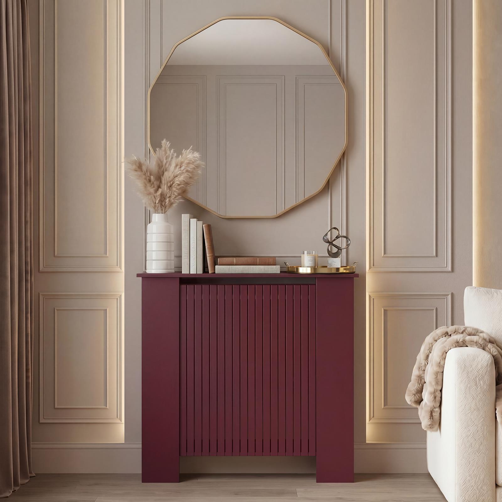 OHS Ribbed Radiator Cover Slatted Engineered Wood Side Board S M L Cabinet Shelf
