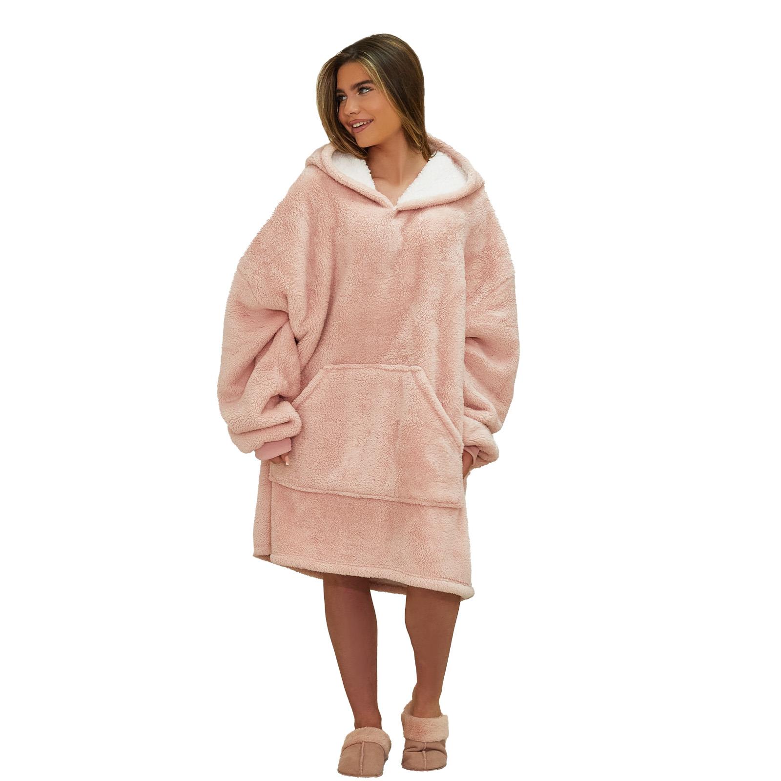 OHS Teddy Fleece Sherpa Lined Hooded Blanket Soft Oversized Adults Throw