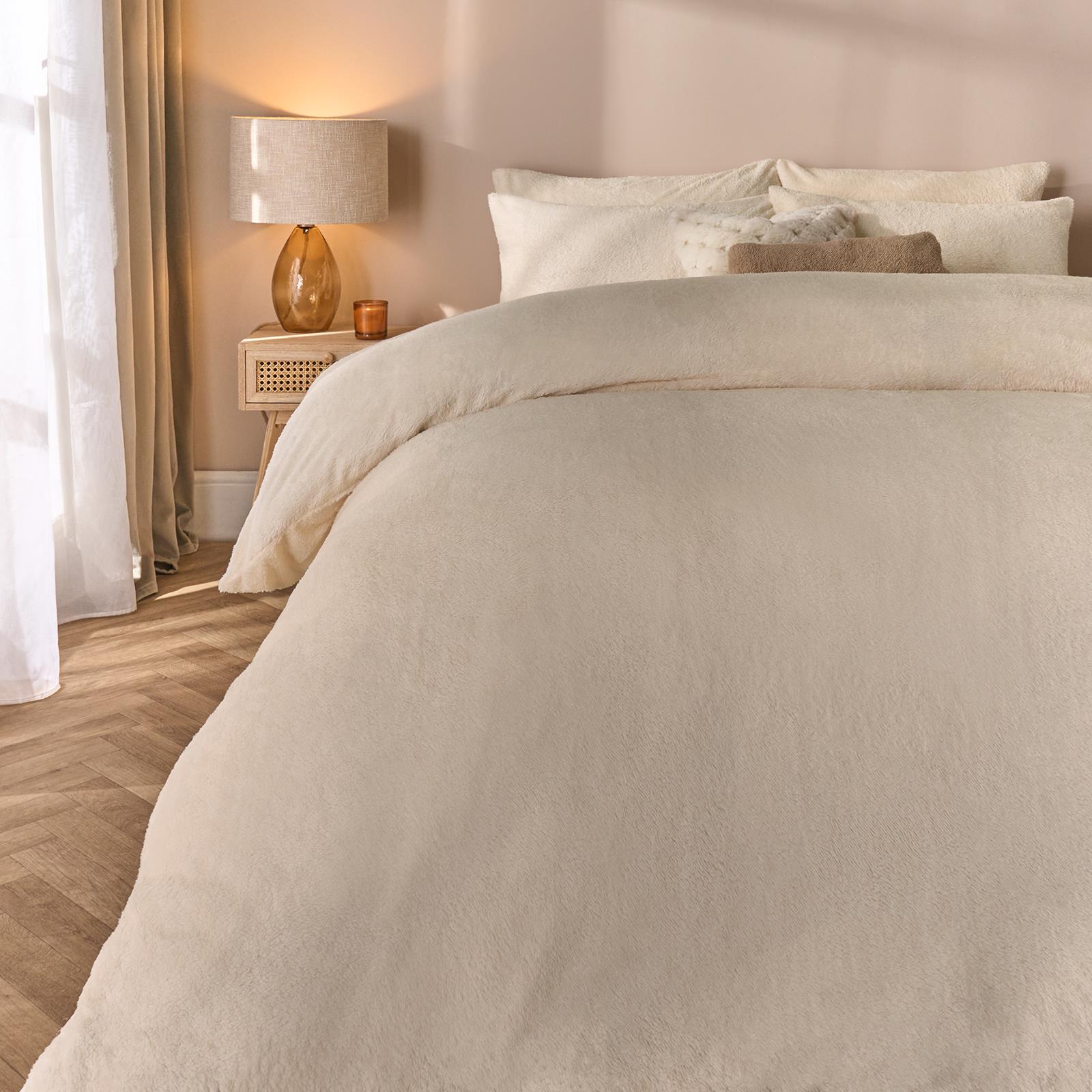 OHS Teddy Fleece Duvet Cover with Pillow Case Thermal Warm Bedding Set