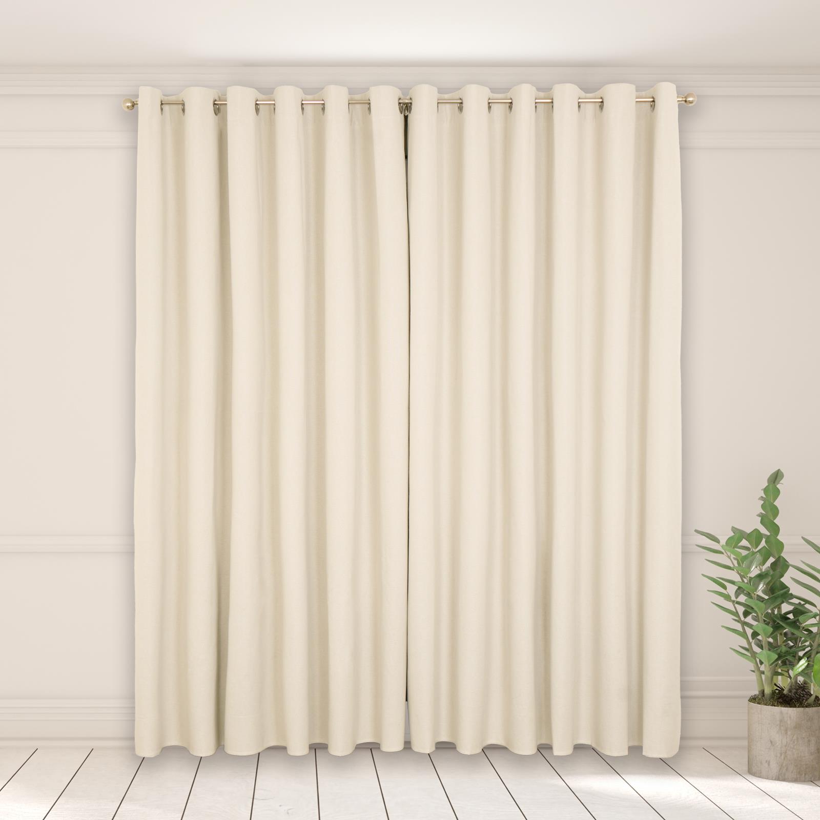 Pair of Eyelet Blackout Curtains Woven Ready Made Ring Top Thermal Texture Thick - Picture 24 of 48