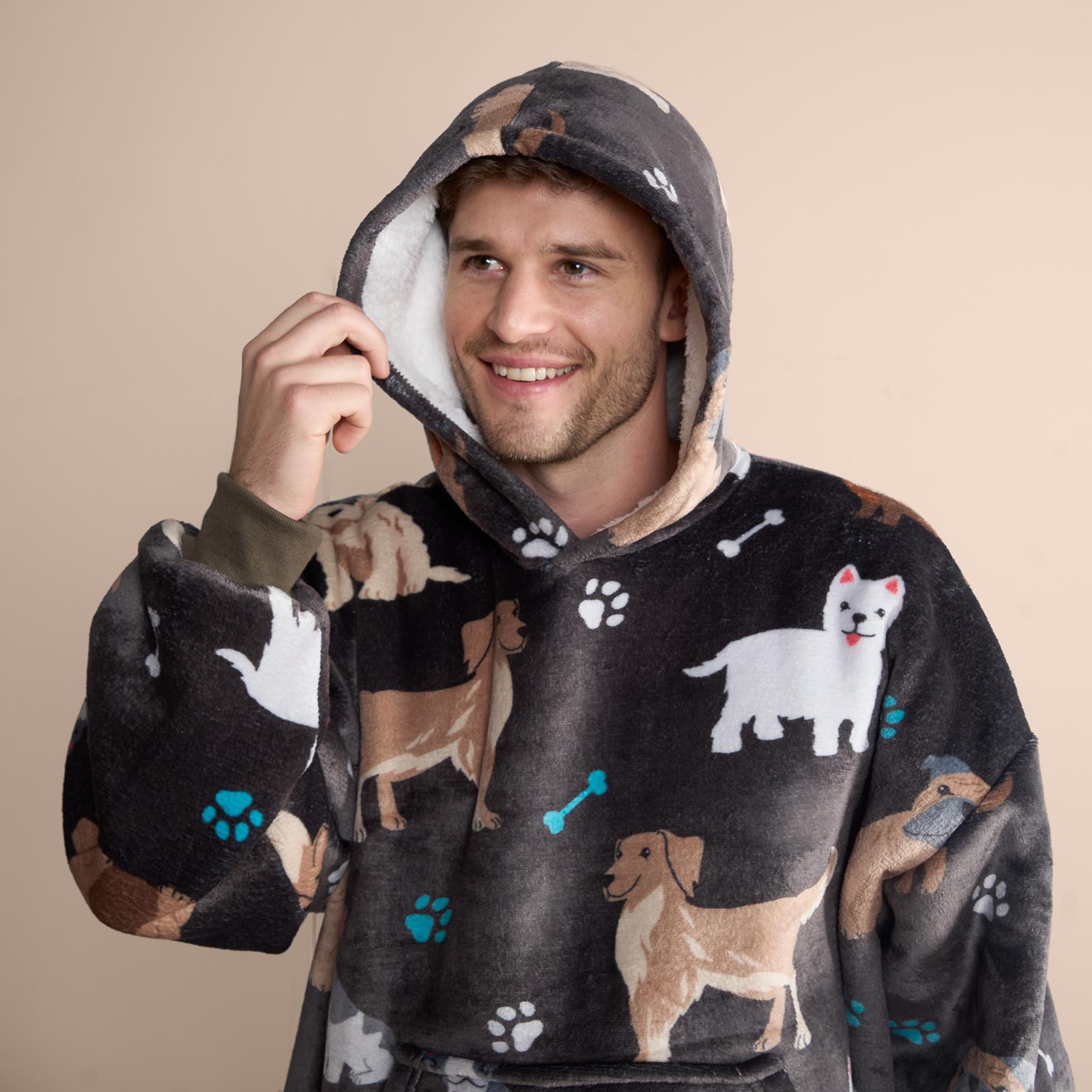 Dog Hoodie Blanket Oversized Cat Paw Plush Super Soft Giant Warm Wearable Throw - Picture 17 of 18