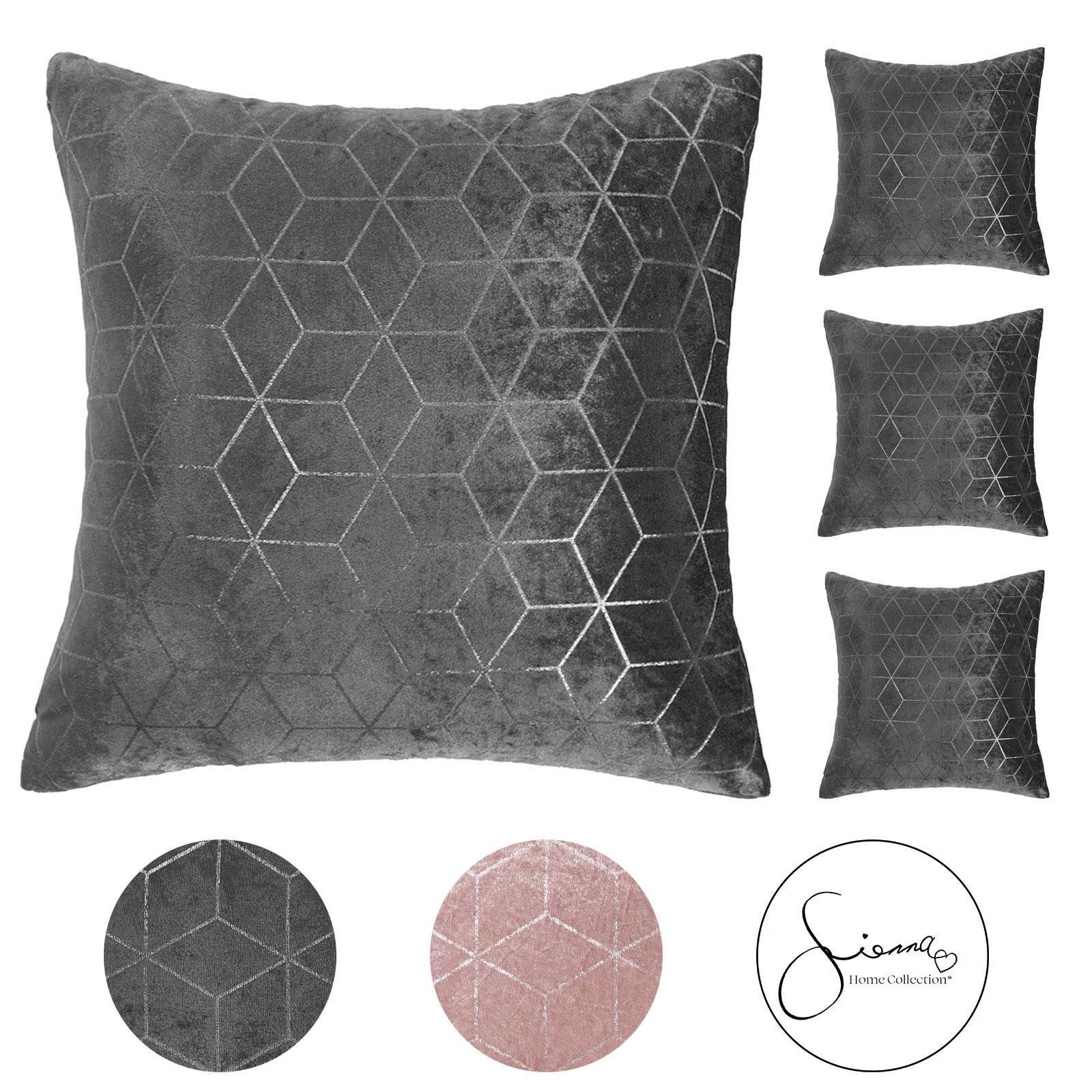 Velvet Cushion Covers Metallic Luxury Geometric Set of 2 or 4 Sofa Chair Inserts