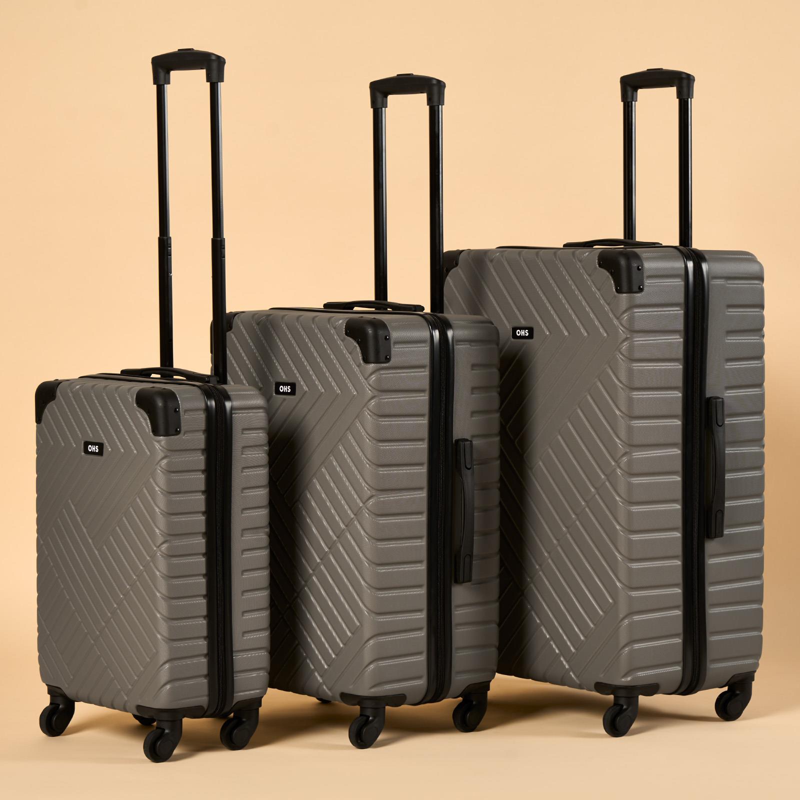 OHS Hard Shell Suitcase Luggage Set Travel ABS 4 Wheels Trolley Cabin Carry-On