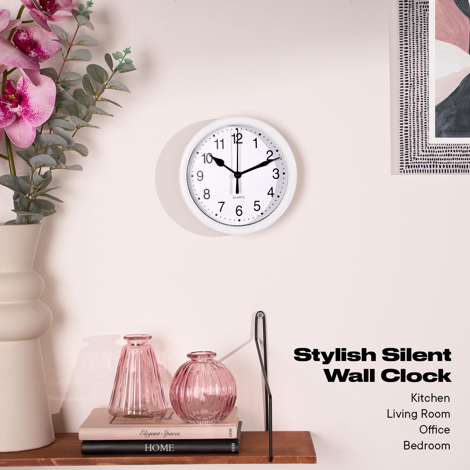 OHS Wall Clock Round Analogue Vintage Home Decor Small Bedroom Kitchen Uni - Picture 65 of 65