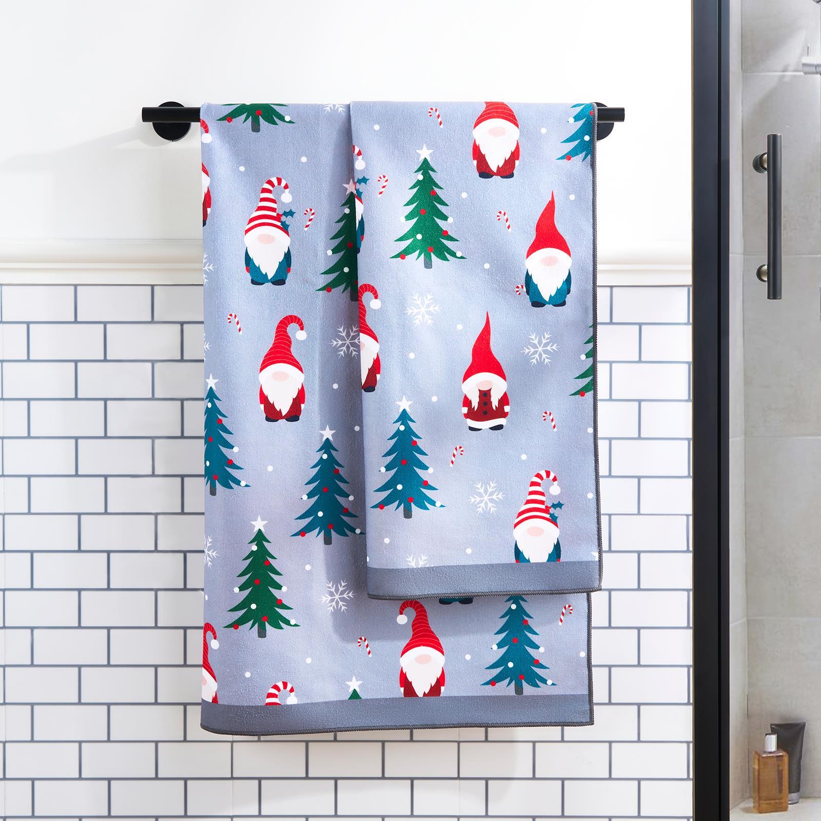 OHS Gonk Print Towels Novelty Xmas Autumn Soft Absorbent Hand Bath Towel Sheet