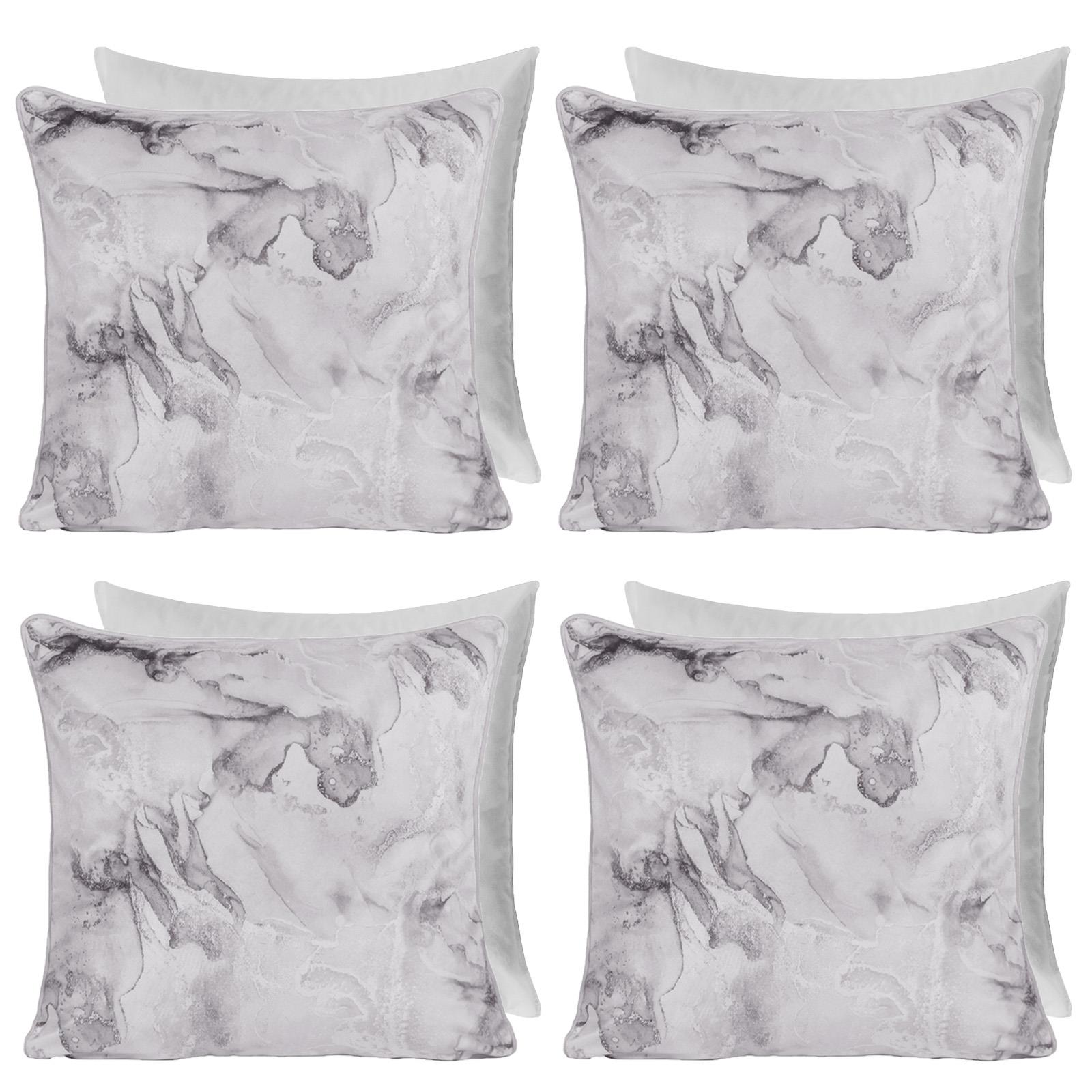 Matte Velvet Cushion Covers Marble Pack of 2/4 Plump Filled Pads Home Decor Set - Picture 42 of 47
