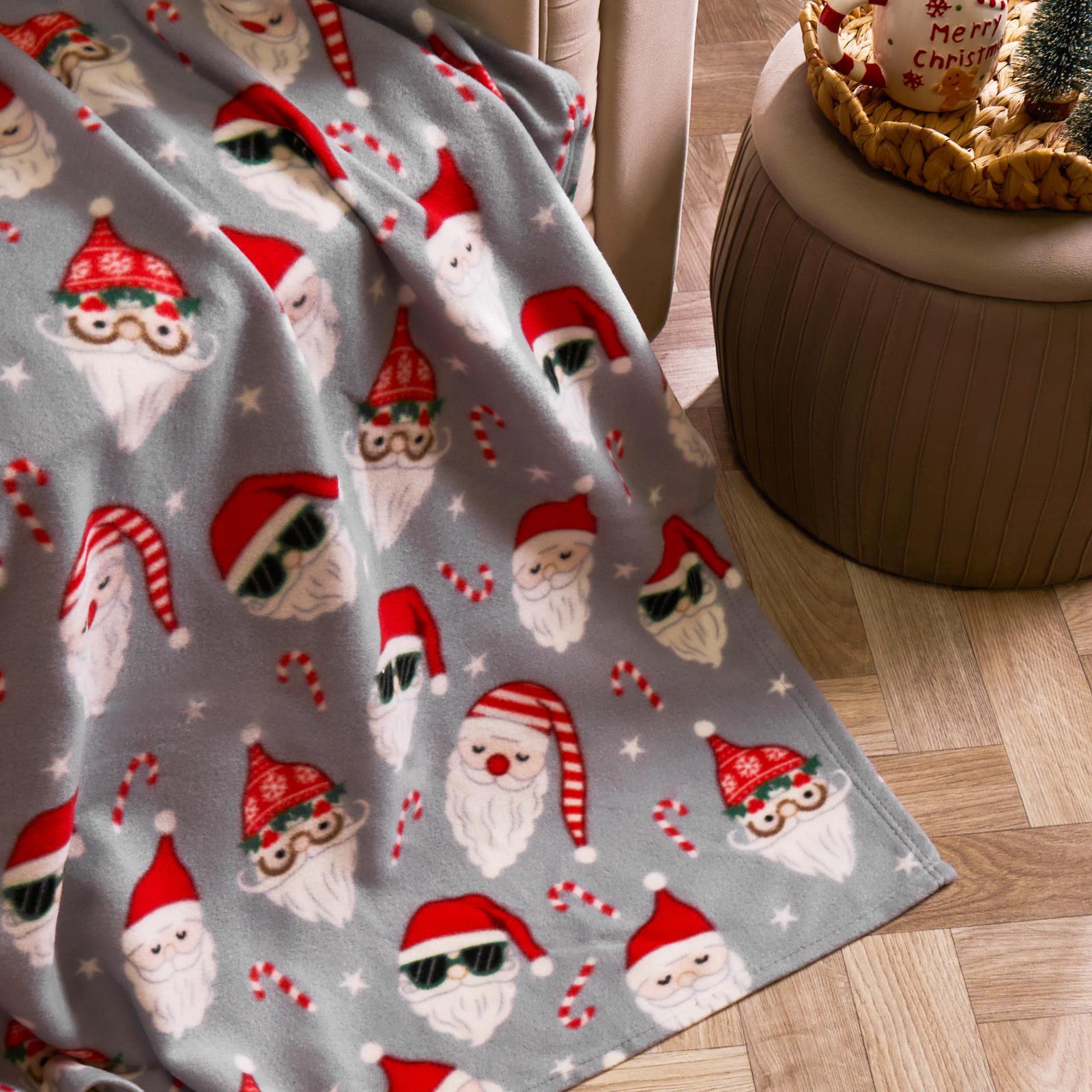 OHS Christmas Throw Soft Polar Fleece Novelty Xmas Blanket Thermal Bedspread