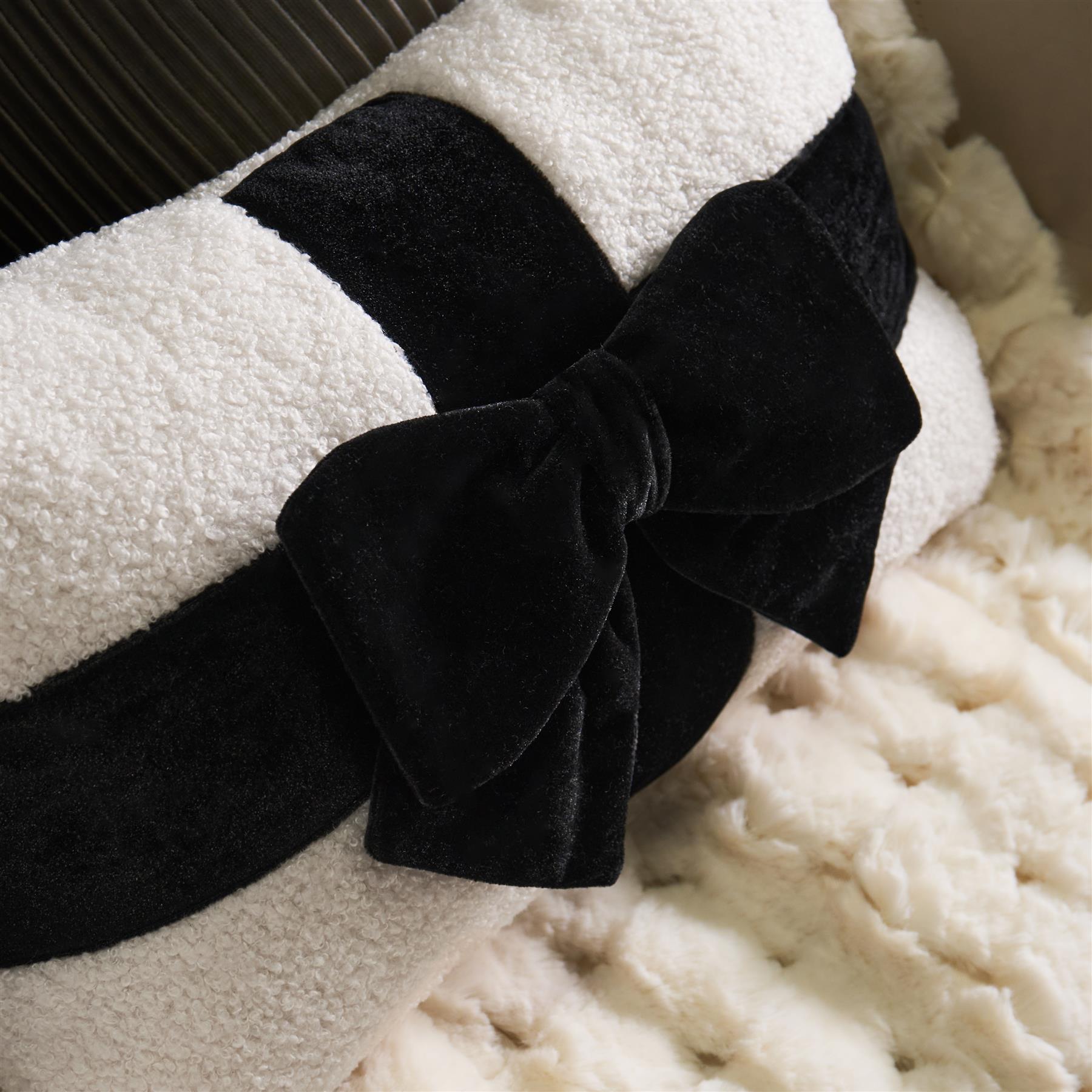 OHS Bow Wrapped Cushion Boucle Gift Decorative Novelty Filled Scatter Pillow