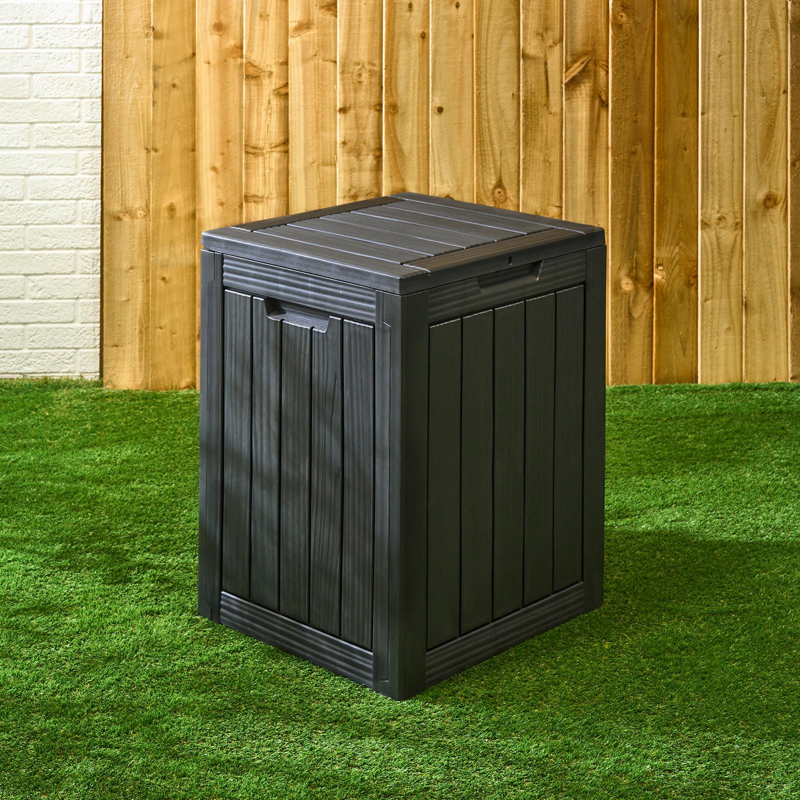 OHS Garden Storage Box Weather Resistant Plastic Wood Effect Outdoor Organiser
