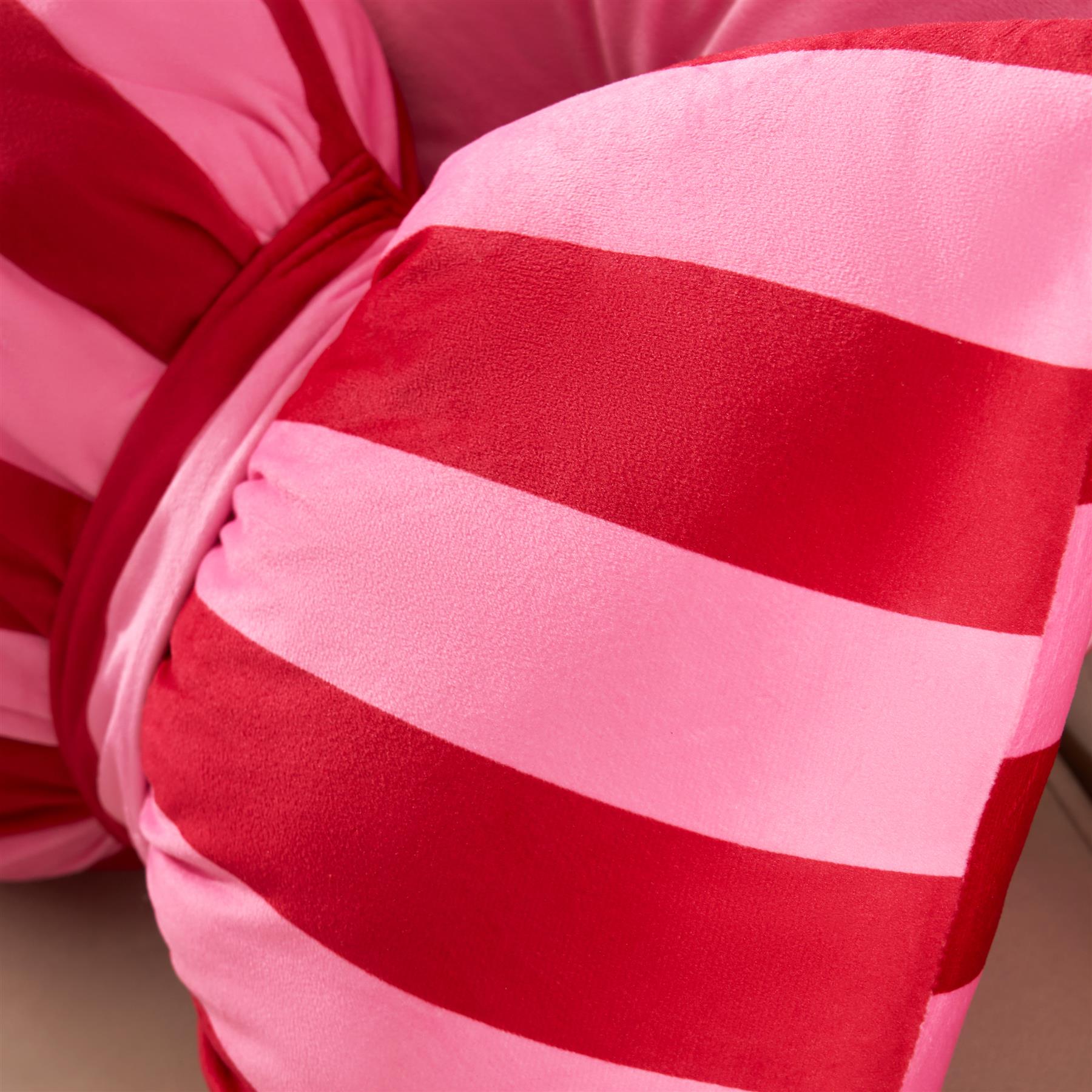 OHS Bow Shaped Cushion Striped Matte Velvet Novelty Decorative Scatter Pillow