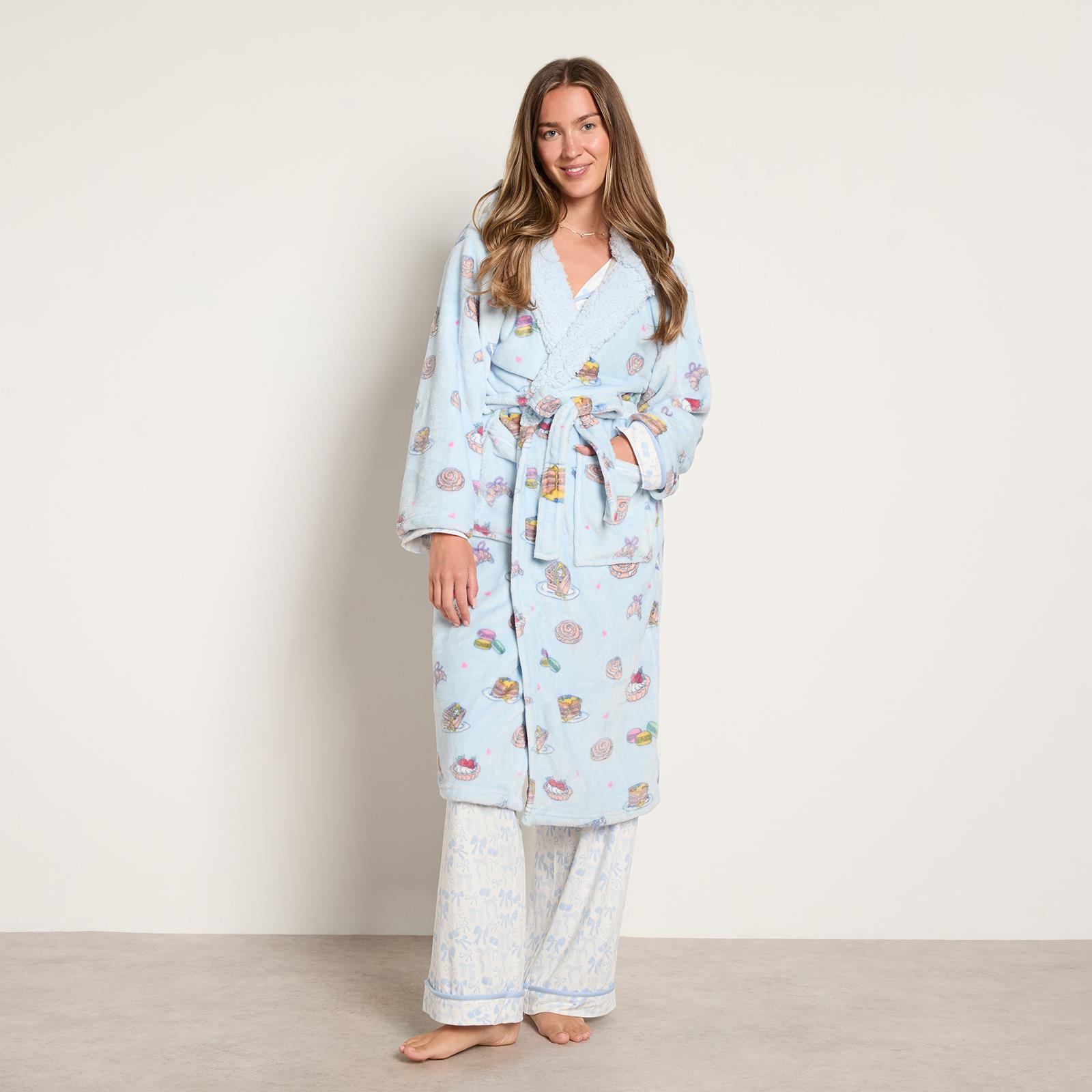 OHS Flannel Dressing Gown Soft Fleece Adults Unisex Thermal Winter Bathrobe