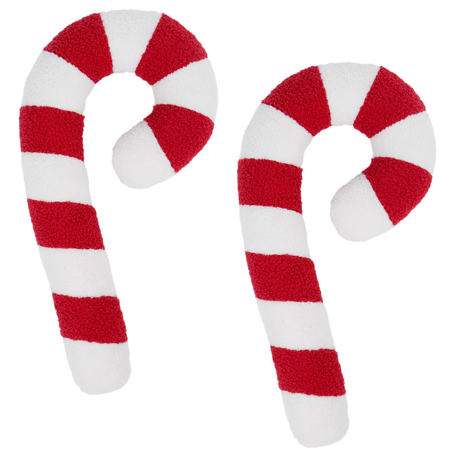 Sofa Cushion Candy Cane Xmas Festive Filled Plump Plush Soft Fleece Home Decor