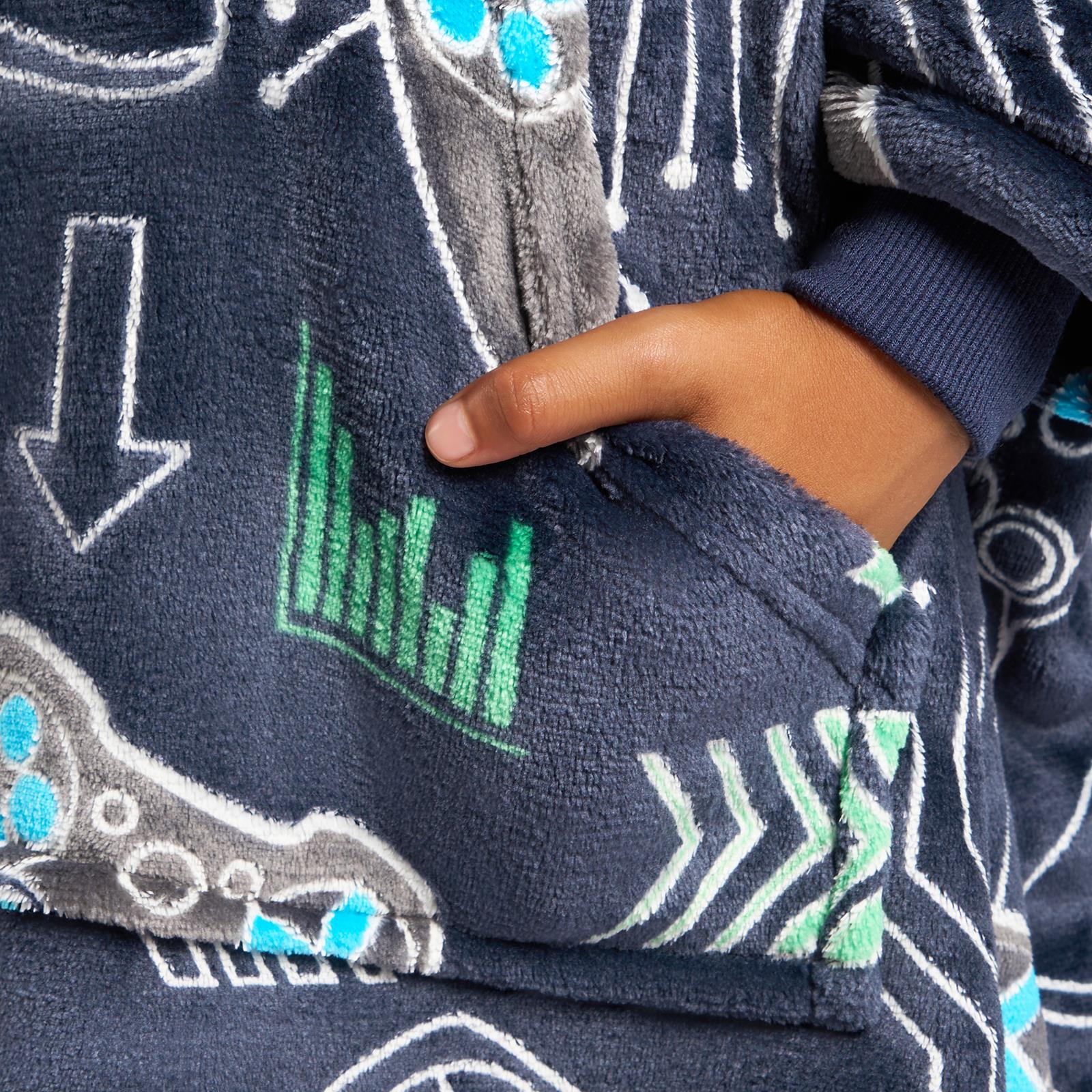 OHS Kids Print Hoodie Blanket Glow in the Dark Flannel Fleece Wearable Throw