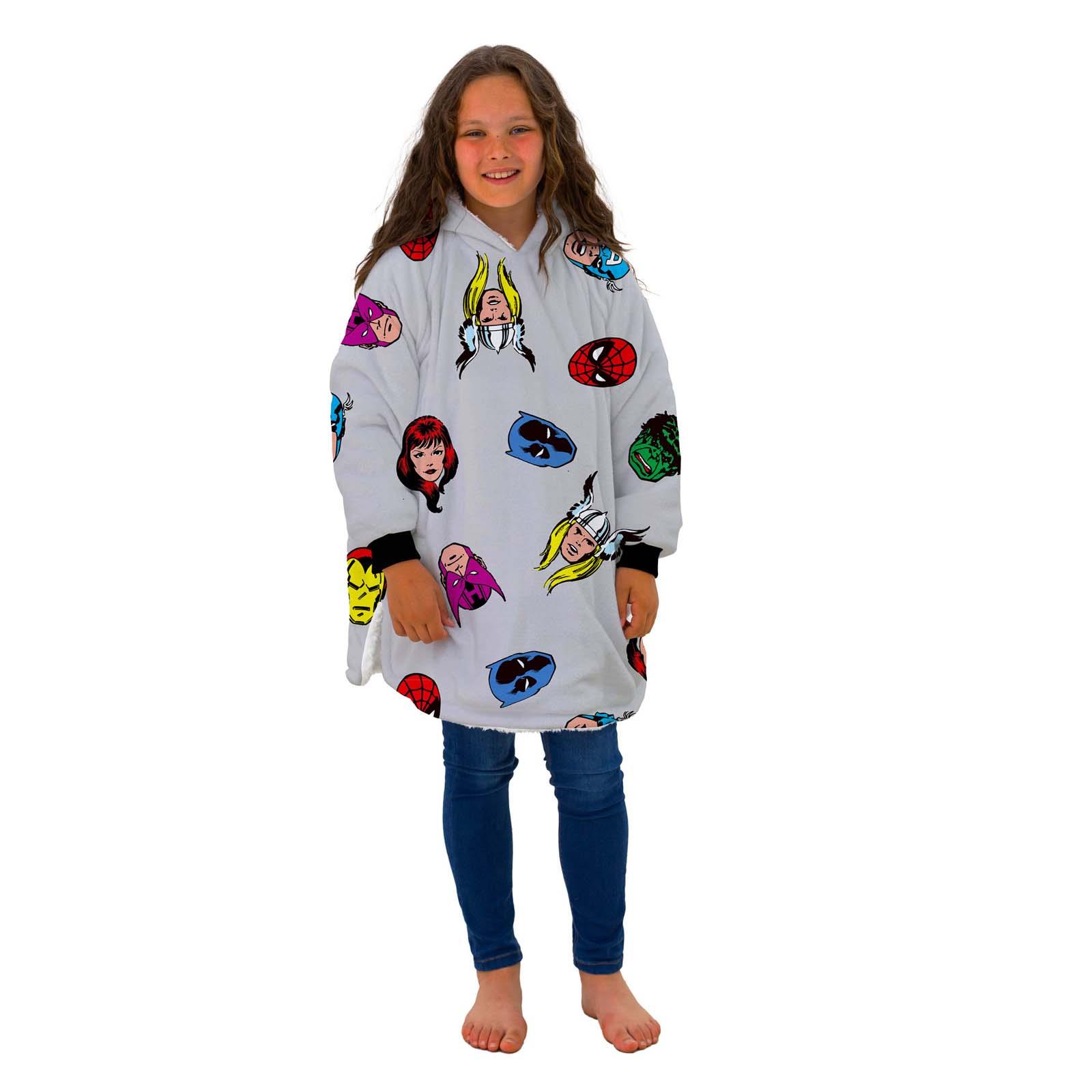 Marvel Comics Hoodie Blanket Sherpa Fleece Soft Oversized Jumper Throw, Grey