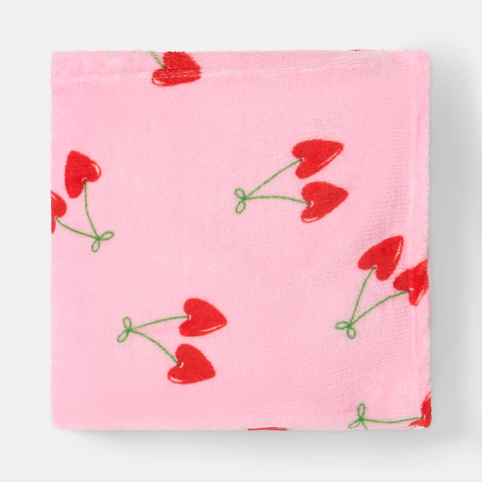 OHS Cherry Print Throw Ultra Soft Blanket Flannel Fleece Lightweight Bedspread