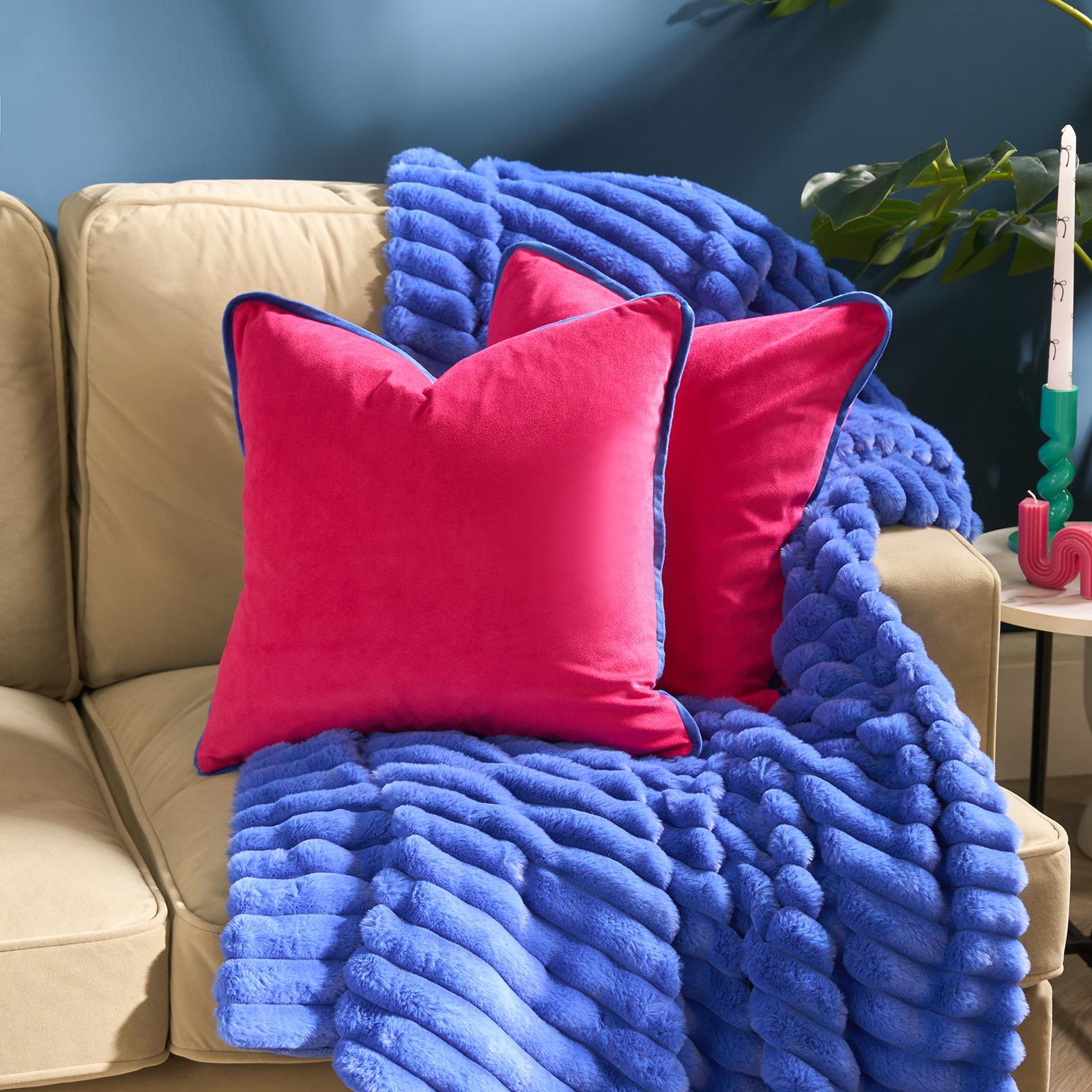 OHS Piped Edge Cushion Covers Matte Velvet Soft Luxury 2/4 Square Pillowcases