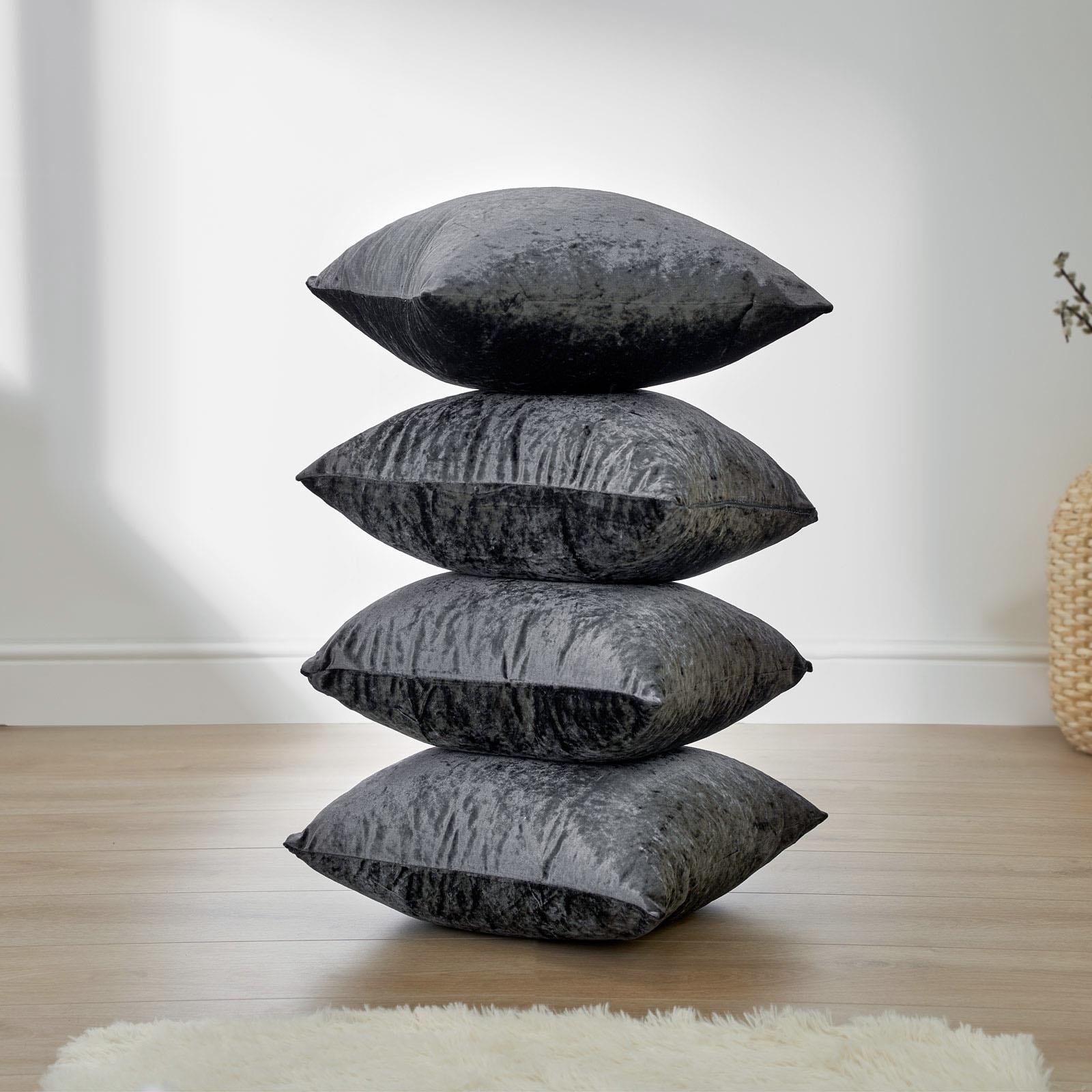Sienna Cushion Covers Crushed Velvet Luxury Pack of Filled Insert Pad, 45 x 45cm