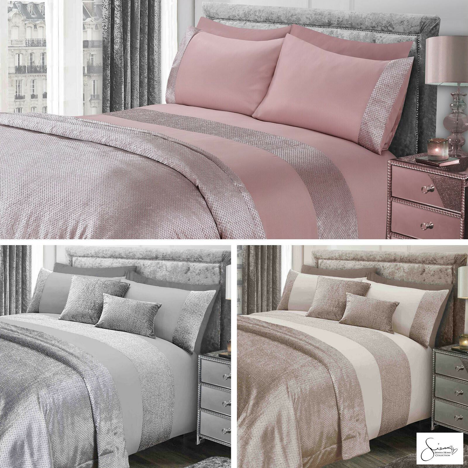 Sienna Velvet Glitter Duvet Cover with Pillow Case Set Bedspread