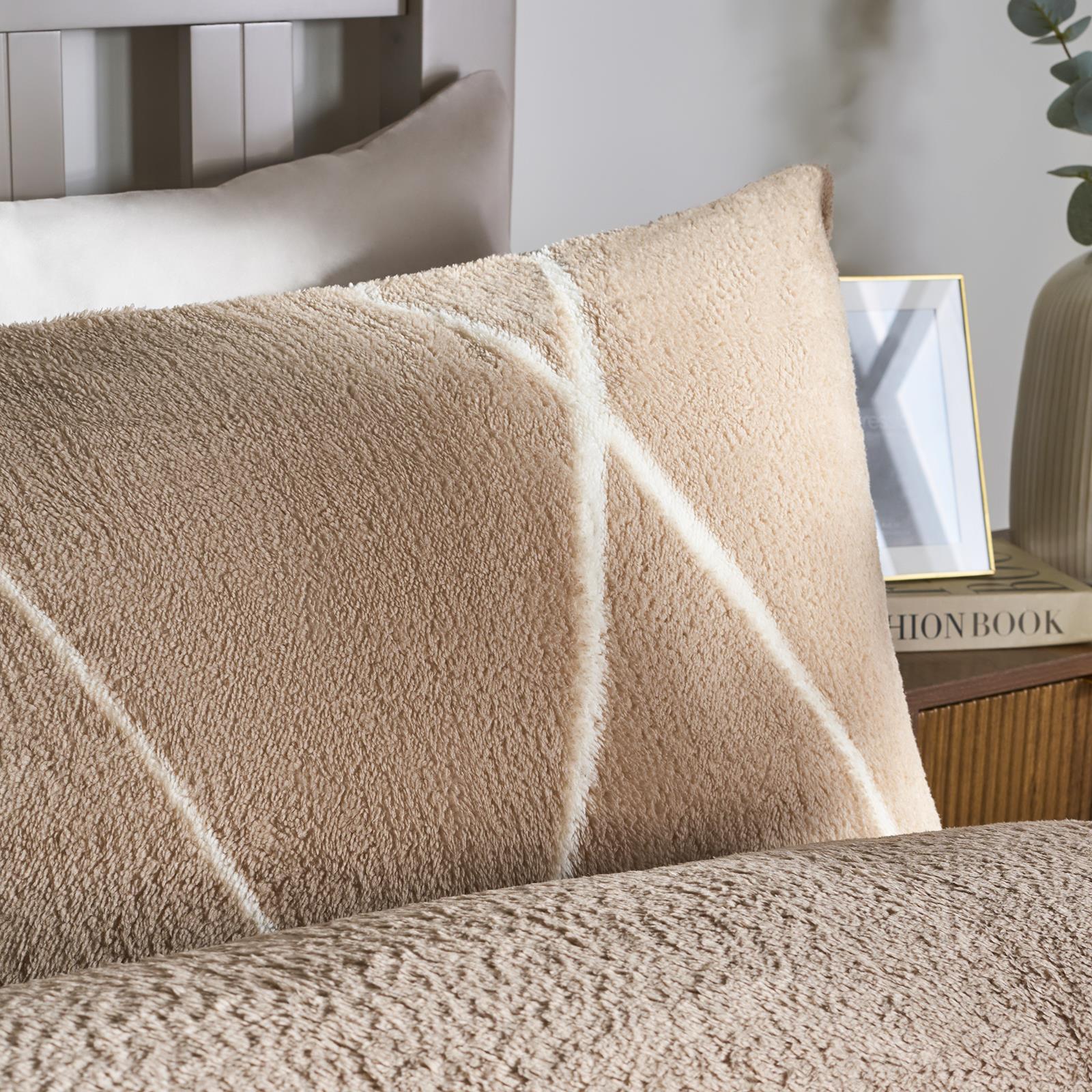 OHS Diamond Check Bedding Set Teddy Fleece Winter Duvet Cover with Pillowcase