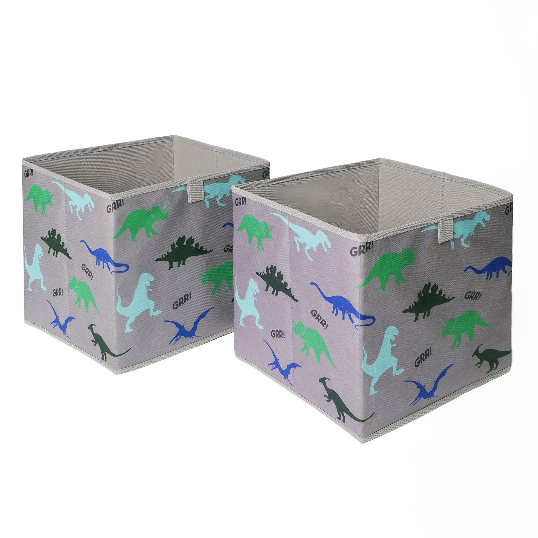 OHS Multi Pack Dinosaur Print Storage Boxes Folding Set Square Easy Space Cube