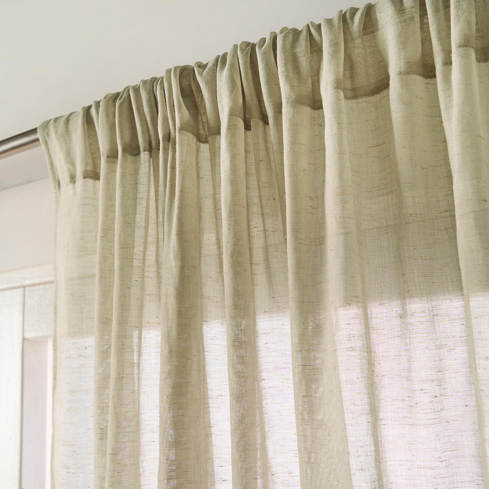 OHS Linen Look Voile Net Curtains 2 Panels Rod Slot Top Pair Home Set 55x87